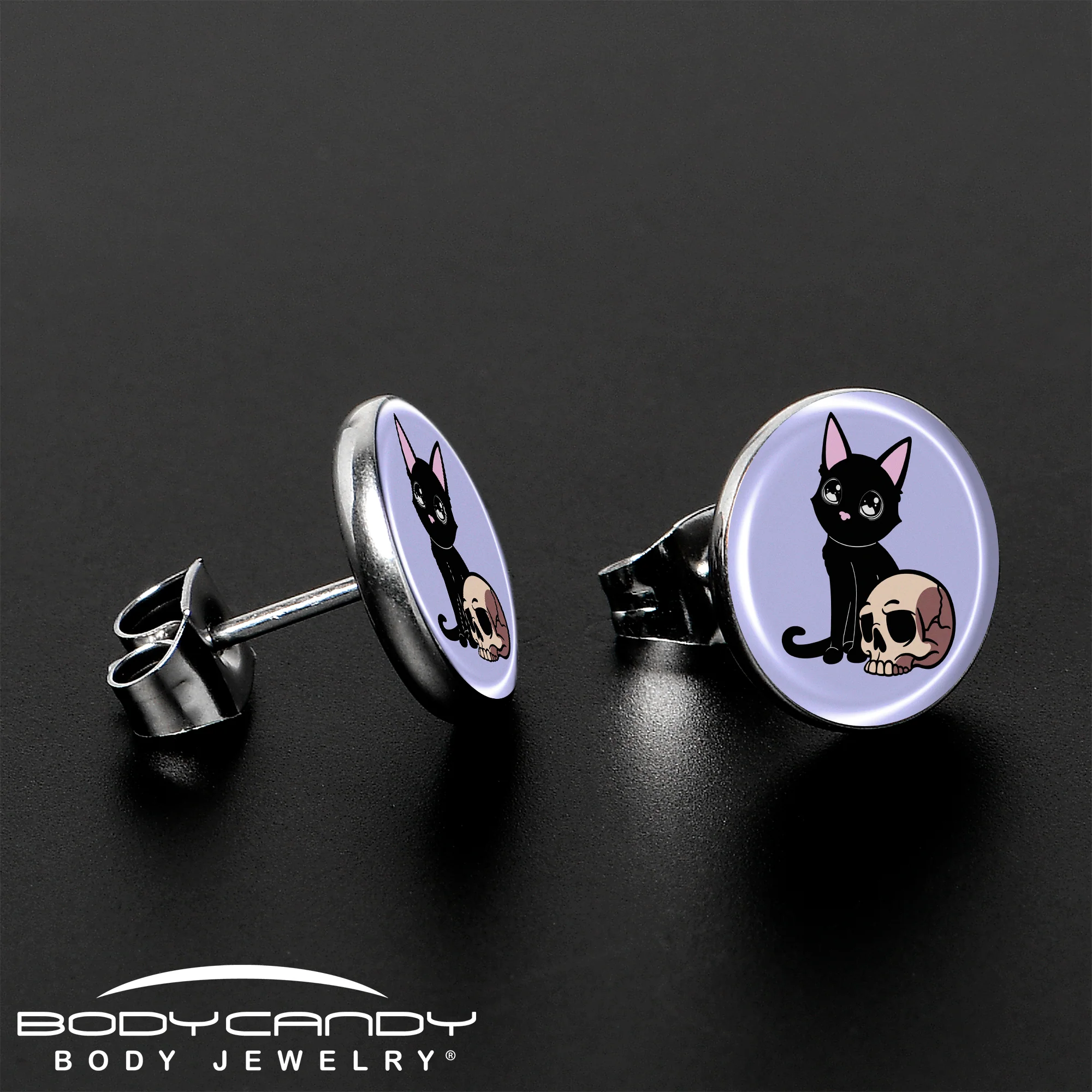 Skull Cat Stud Earrings by Onyx O - Image 3