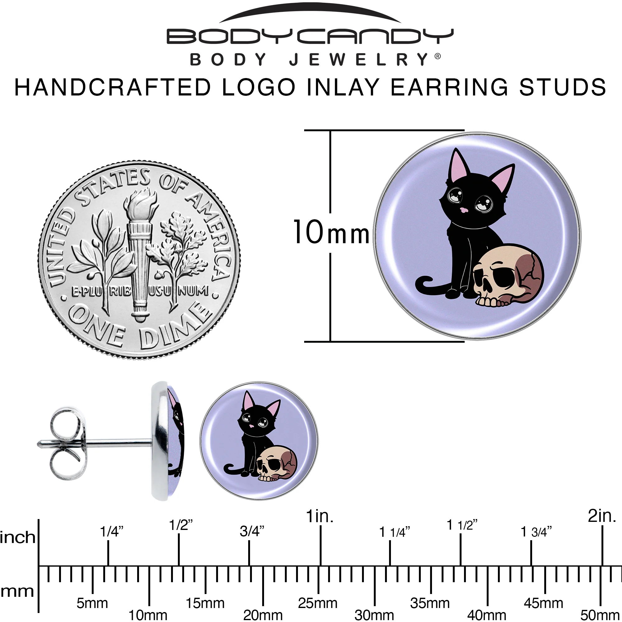 Skull Cat Stud Earrings by Onyx O - Image 6