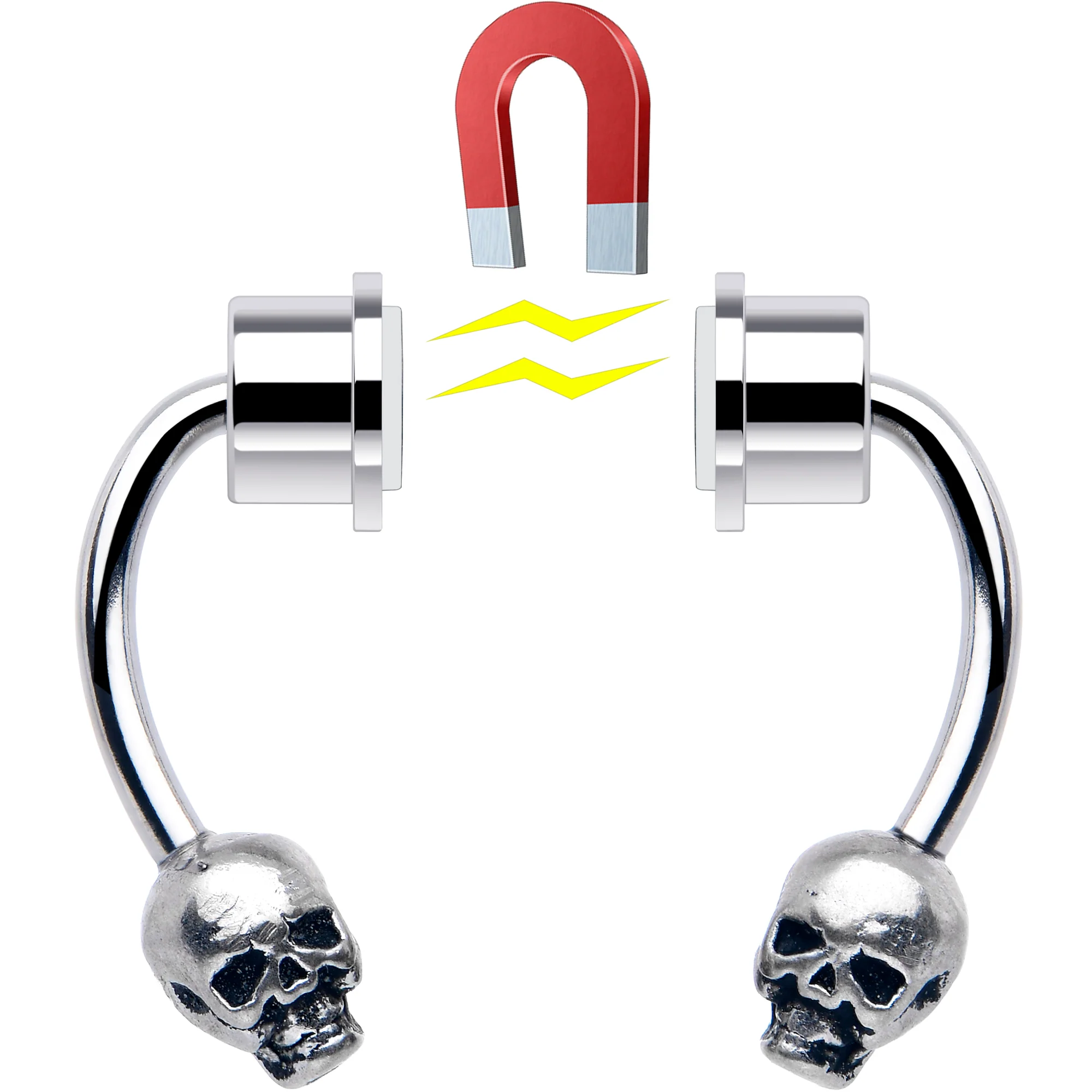 Skull Magnetic Septum Ring Horseshoe Non-Pierced Fake Nose Ring - Image 3
