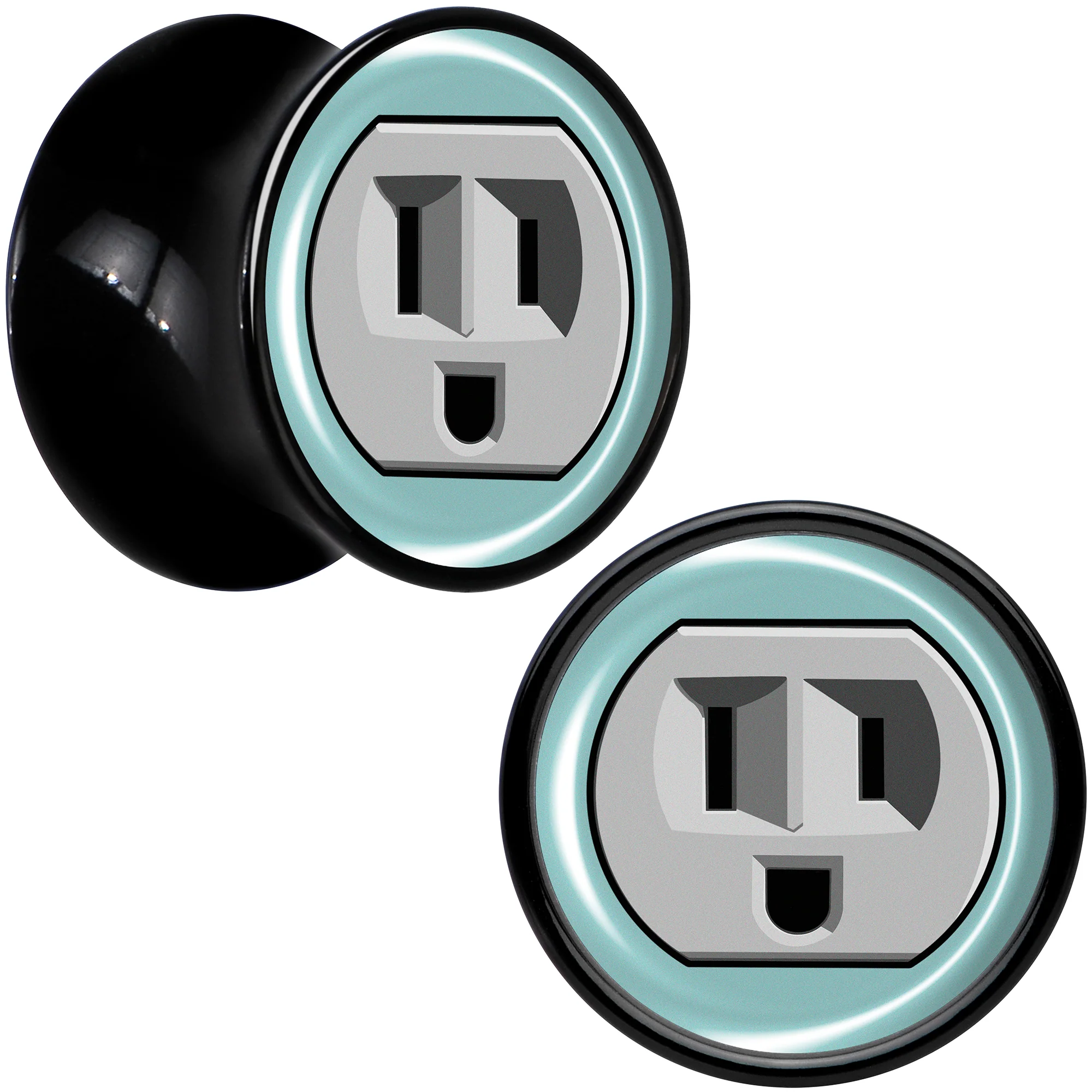 0G Smiling Plug Outlet Black Acrylic Saddle Plug Set by Onyx O - Image 2