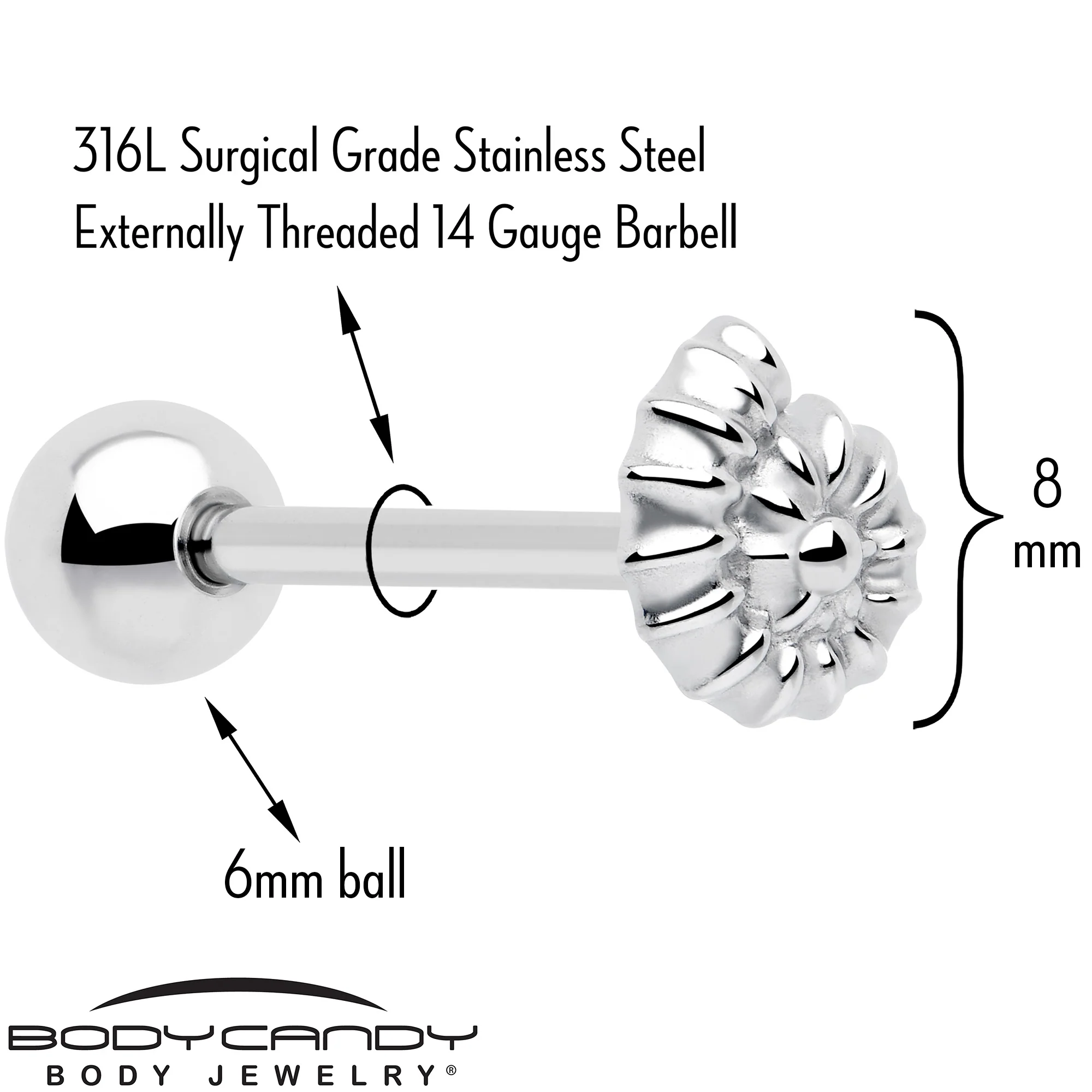 Snail Shell Style Barbell Tongue Ring - Image 2