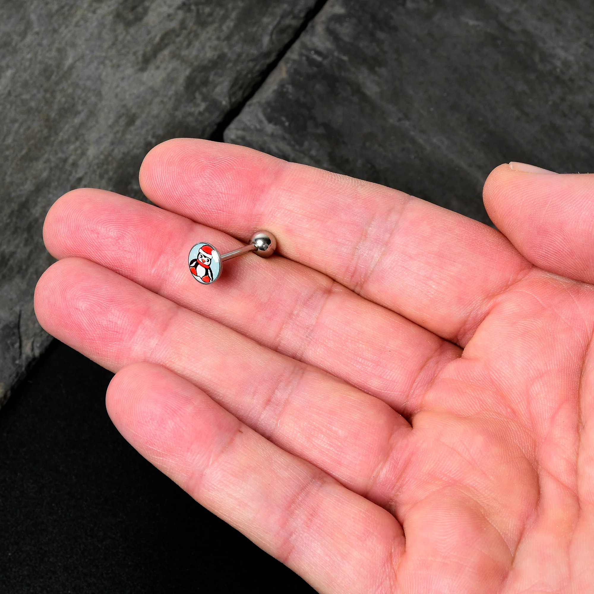 Snowfall Holiday Penguin Barbell Tongue Ring by Onyx O - Image 3