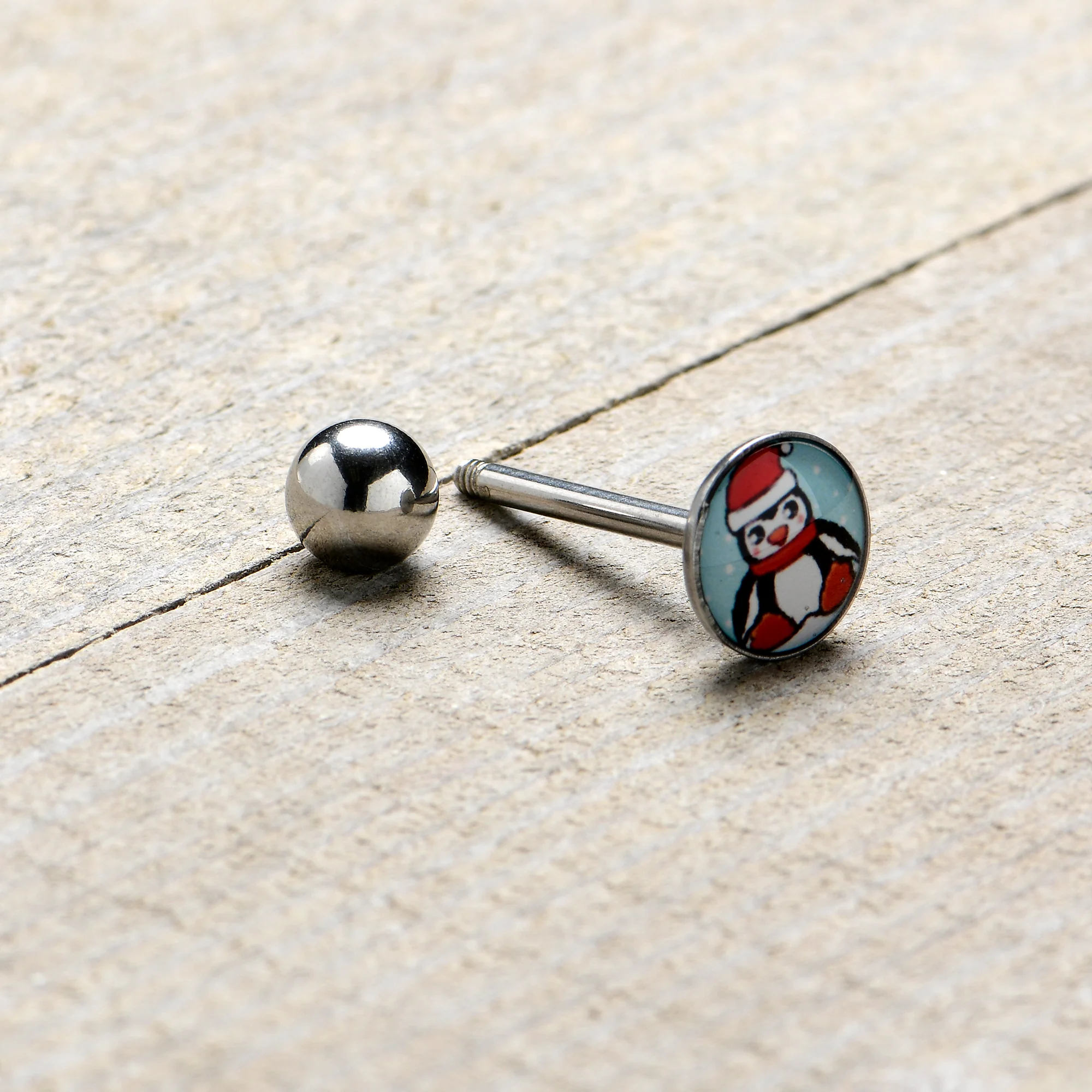 Snowfall Holiday Penguin Barbell Tongue Ring by Onyx O - Image 5
