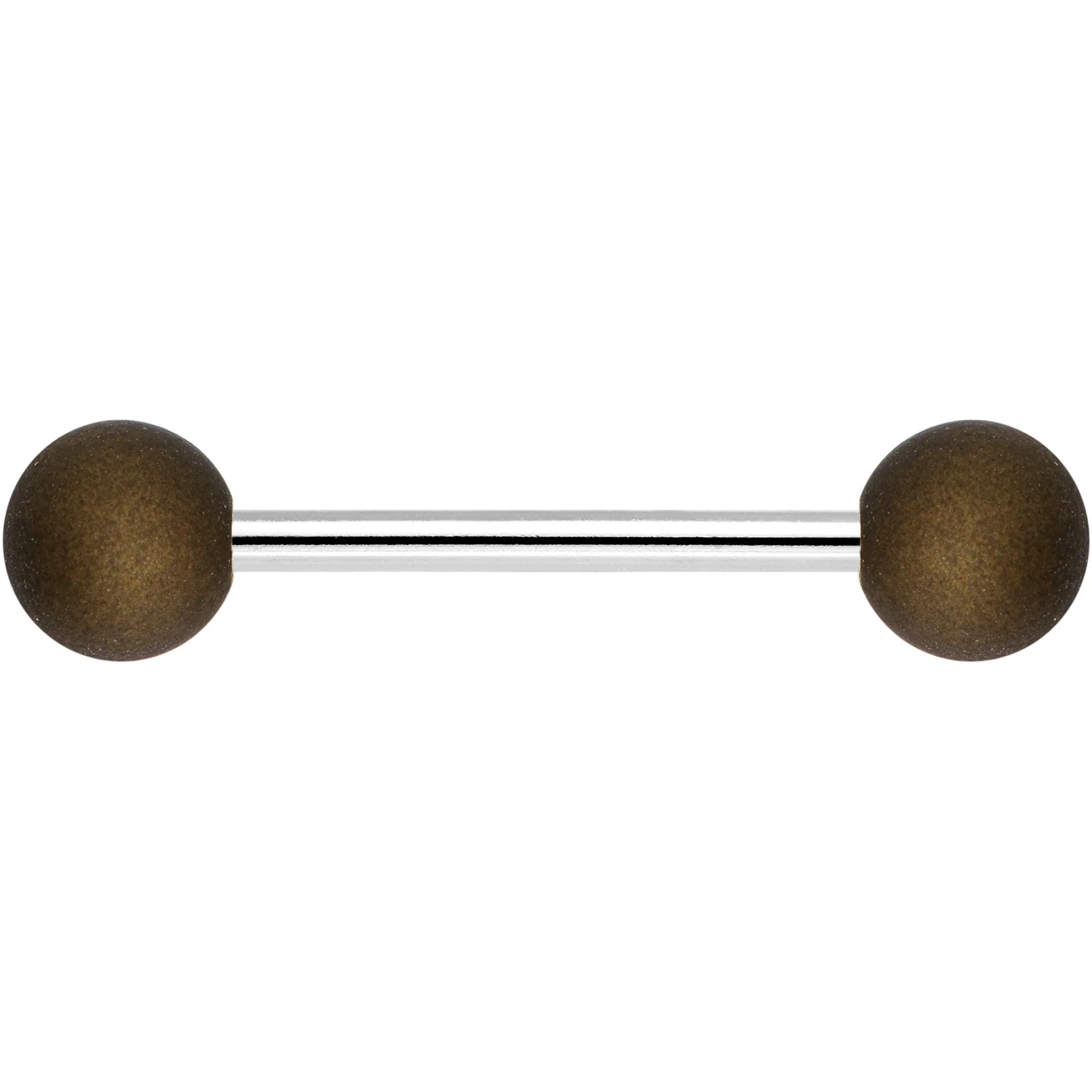 Brown Silicone Coated Acrylic Ball End Barbell Tongue Ring - Image 2
