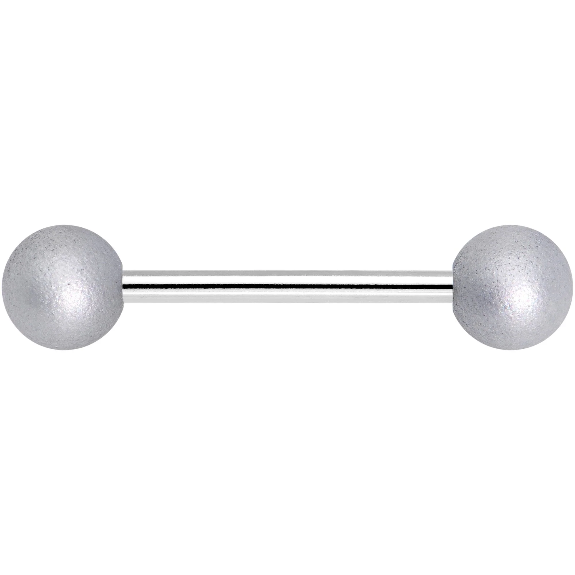 Silver Silicone Coated Acrylic Ball End Barbell Tongue Ring - Image 2