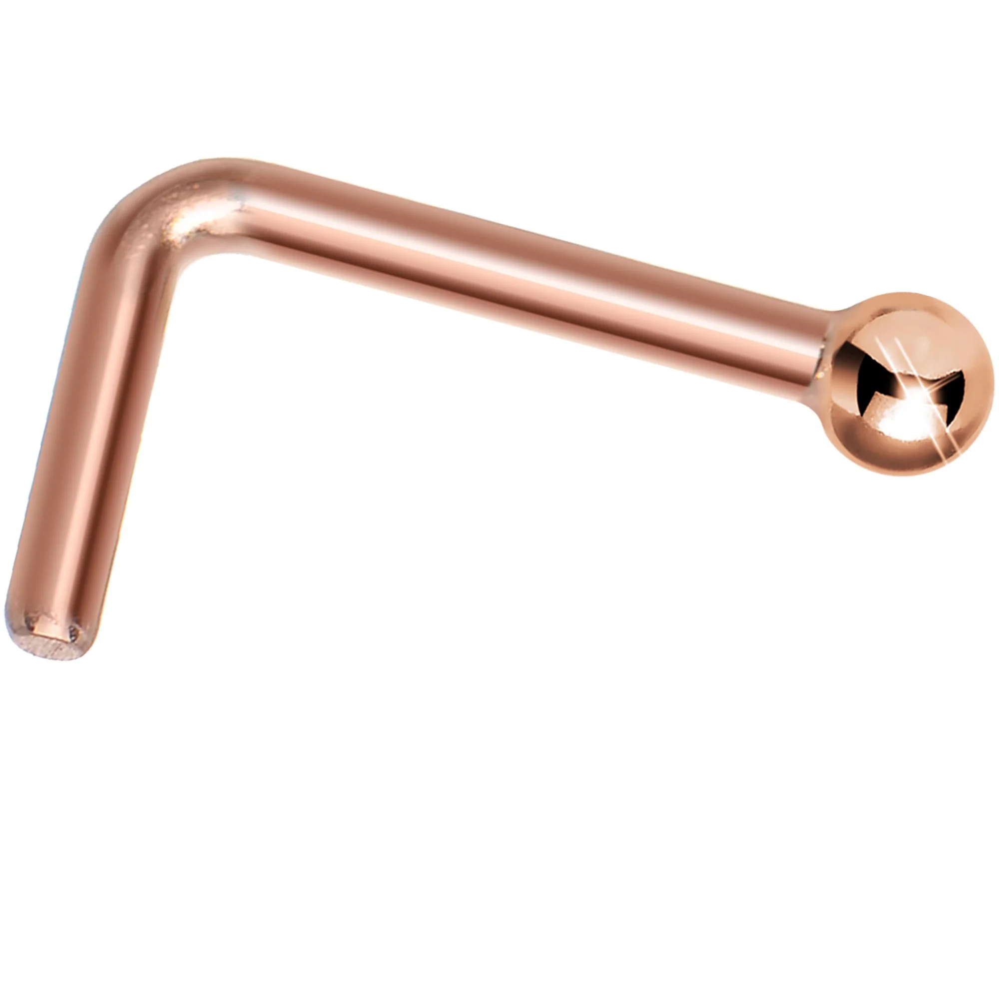 Solid 14K Rose Gold 1.5mm Ball Nose Ring - Image 3