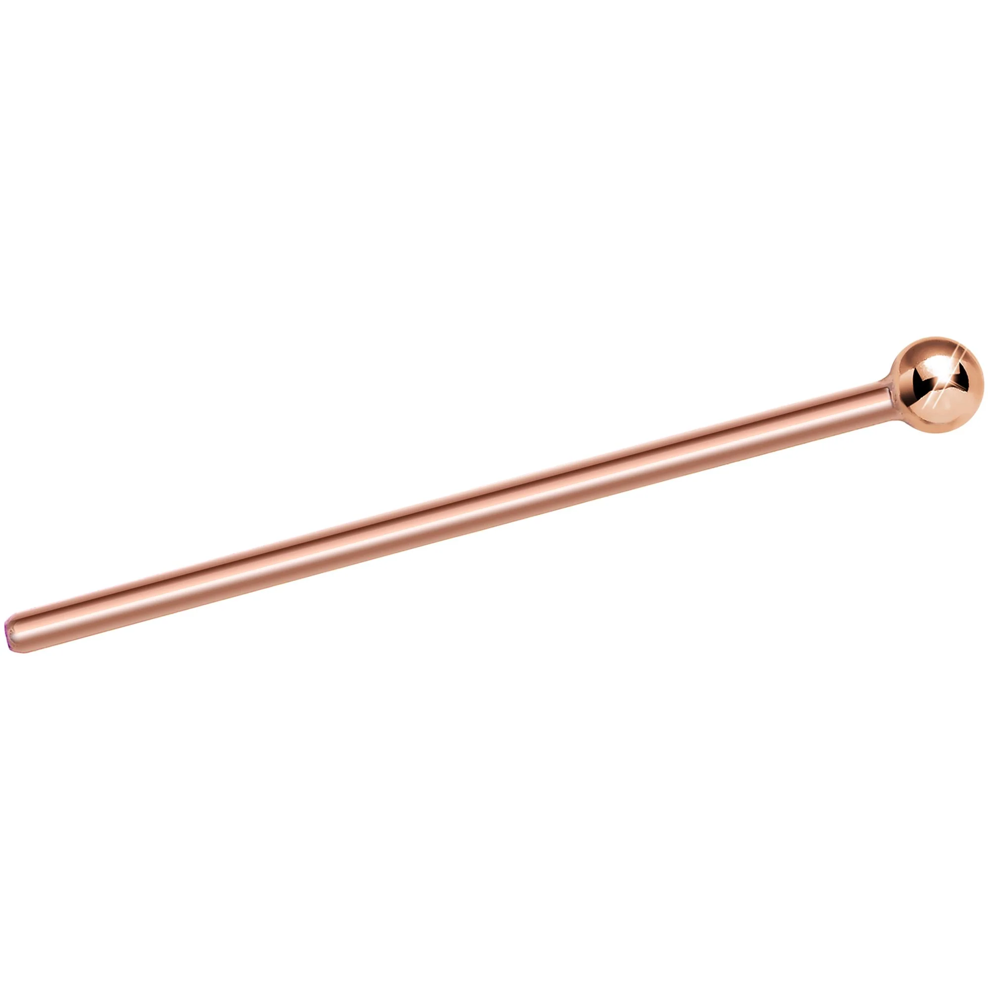 Solid 14K Rose Gold 1.5mm Ball Nose Ring - Image 4