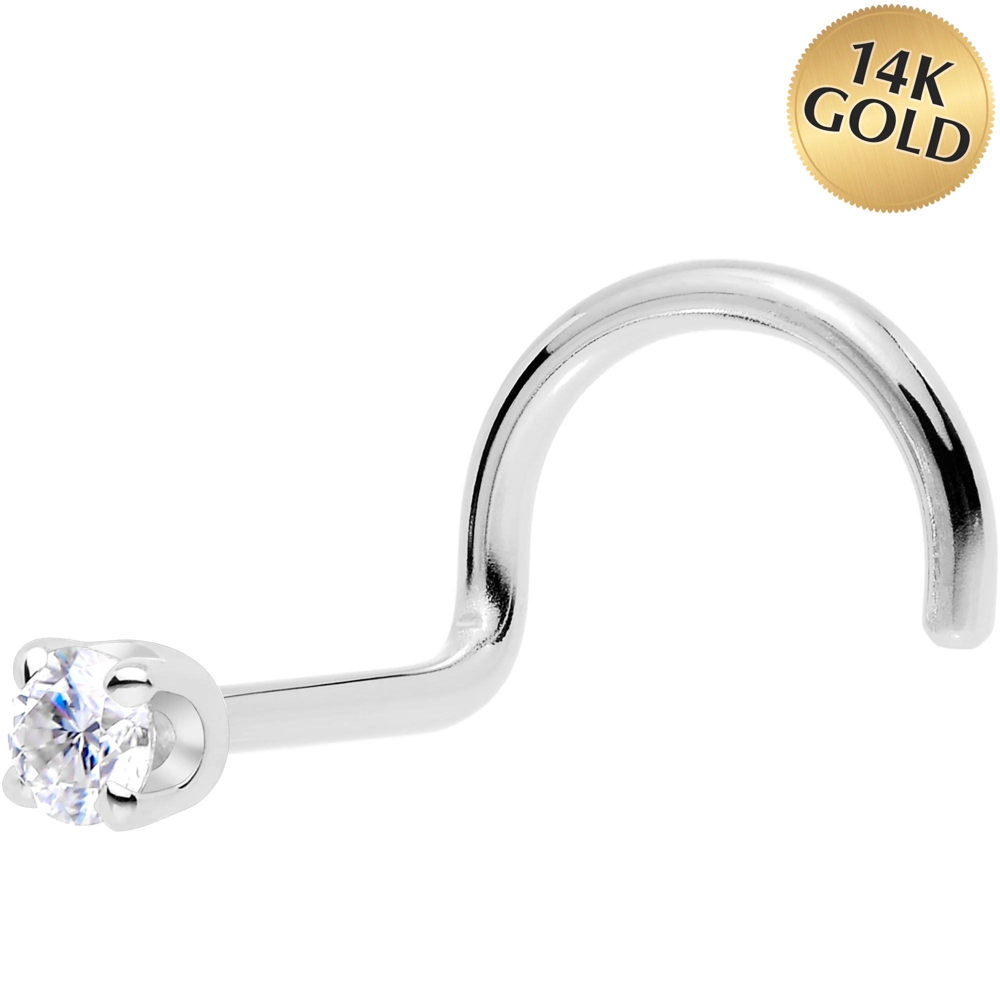 Solid 14K White Gold 2mm Genuine Diamond Nose Ring - Image 3