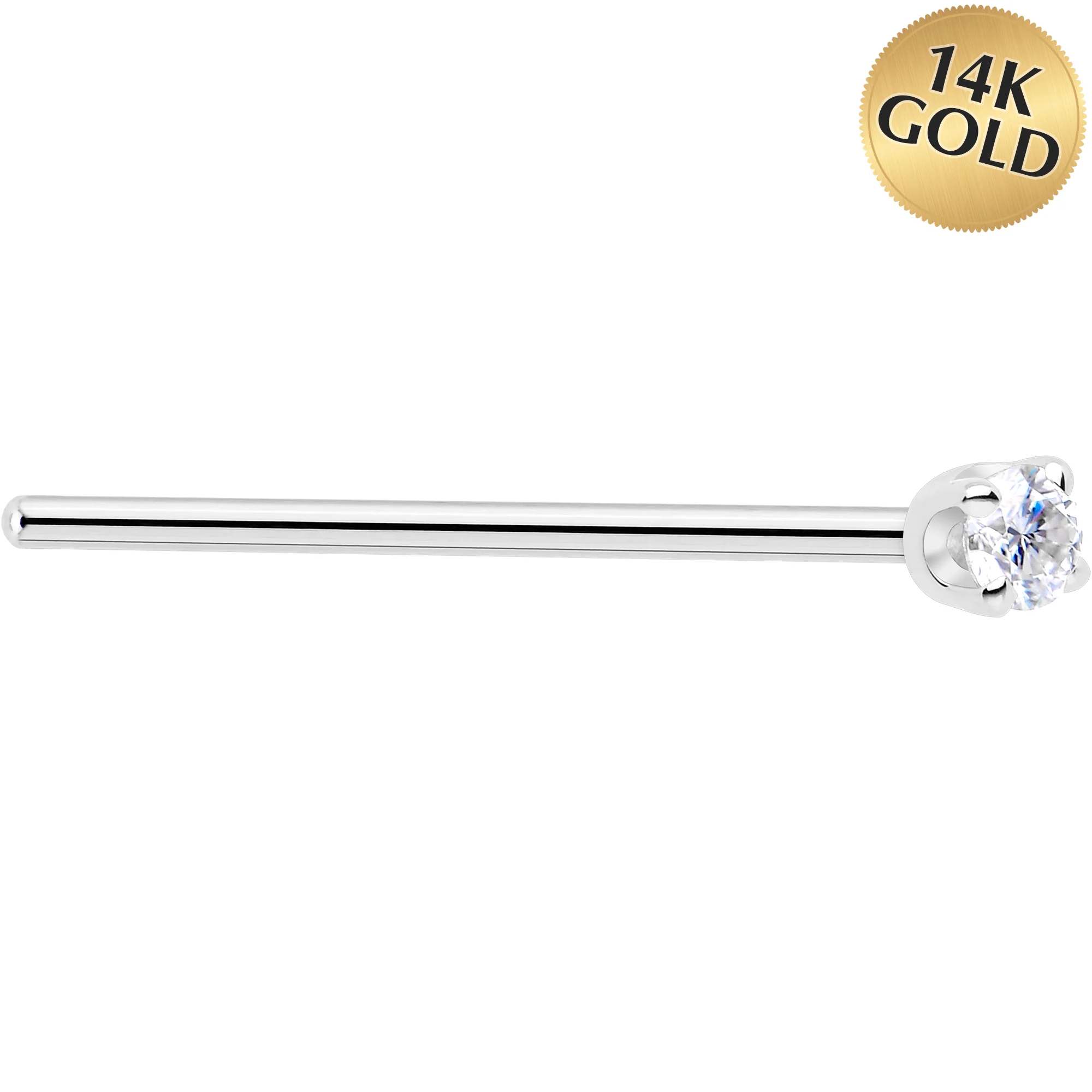 Solid 14K White Gold 2mm Genuine Diamond Nose Ring - Image 6