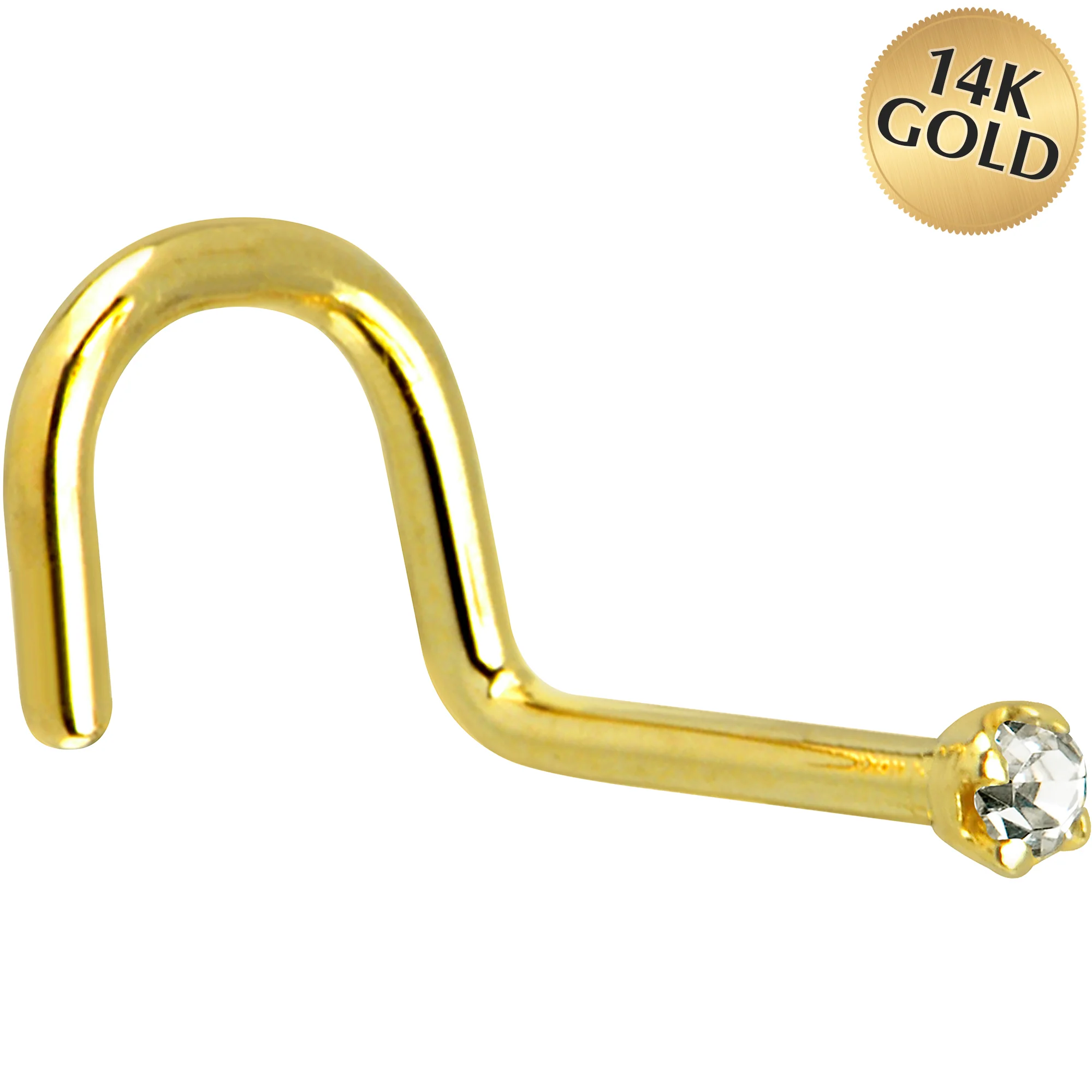 Solid 14K Yellow Gold 1.5mm Genuine Diamond Nose Ring - Image 5
