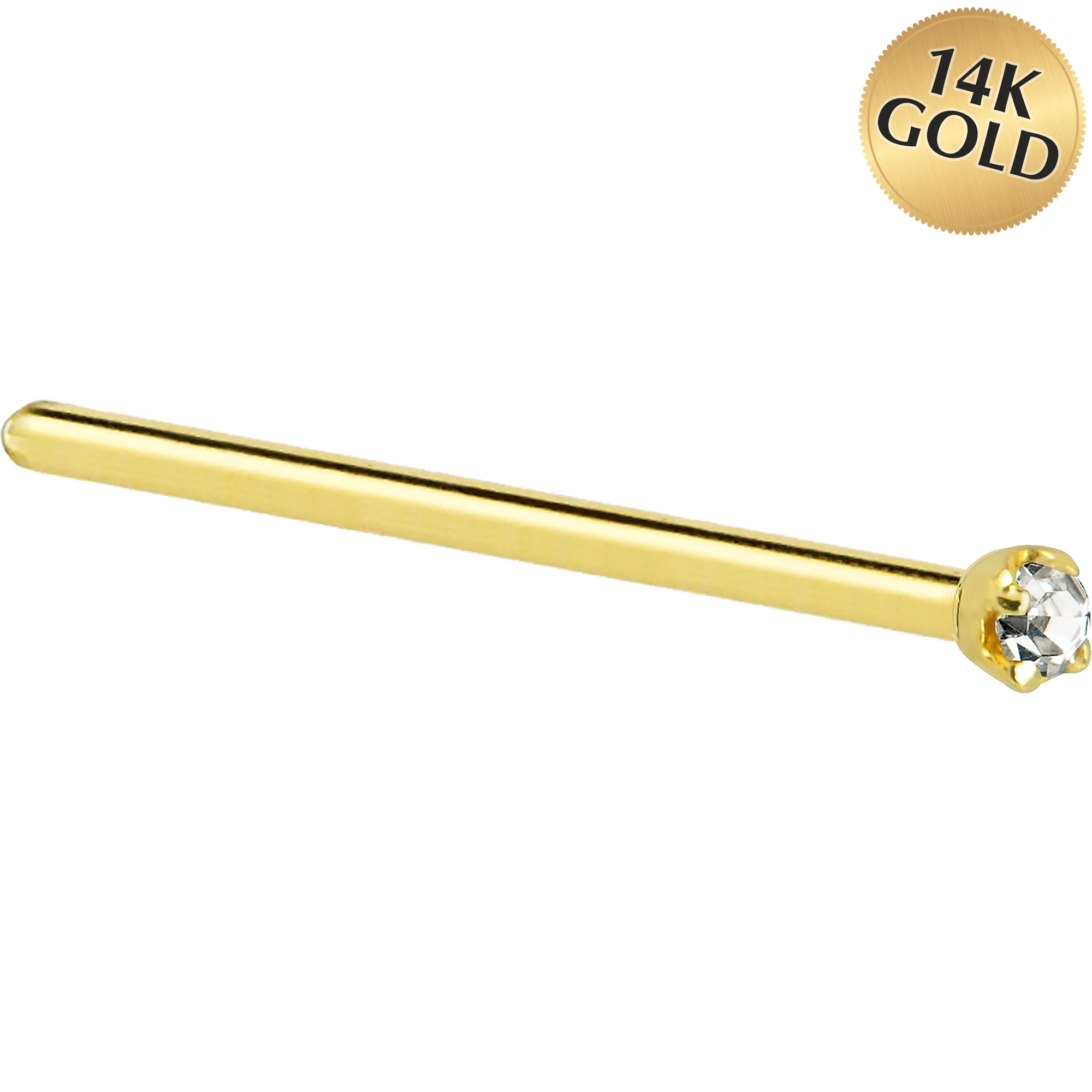 Solid 14K Yellow Gold 1.5mm Genuine Diamond Nose Ring - Image 6