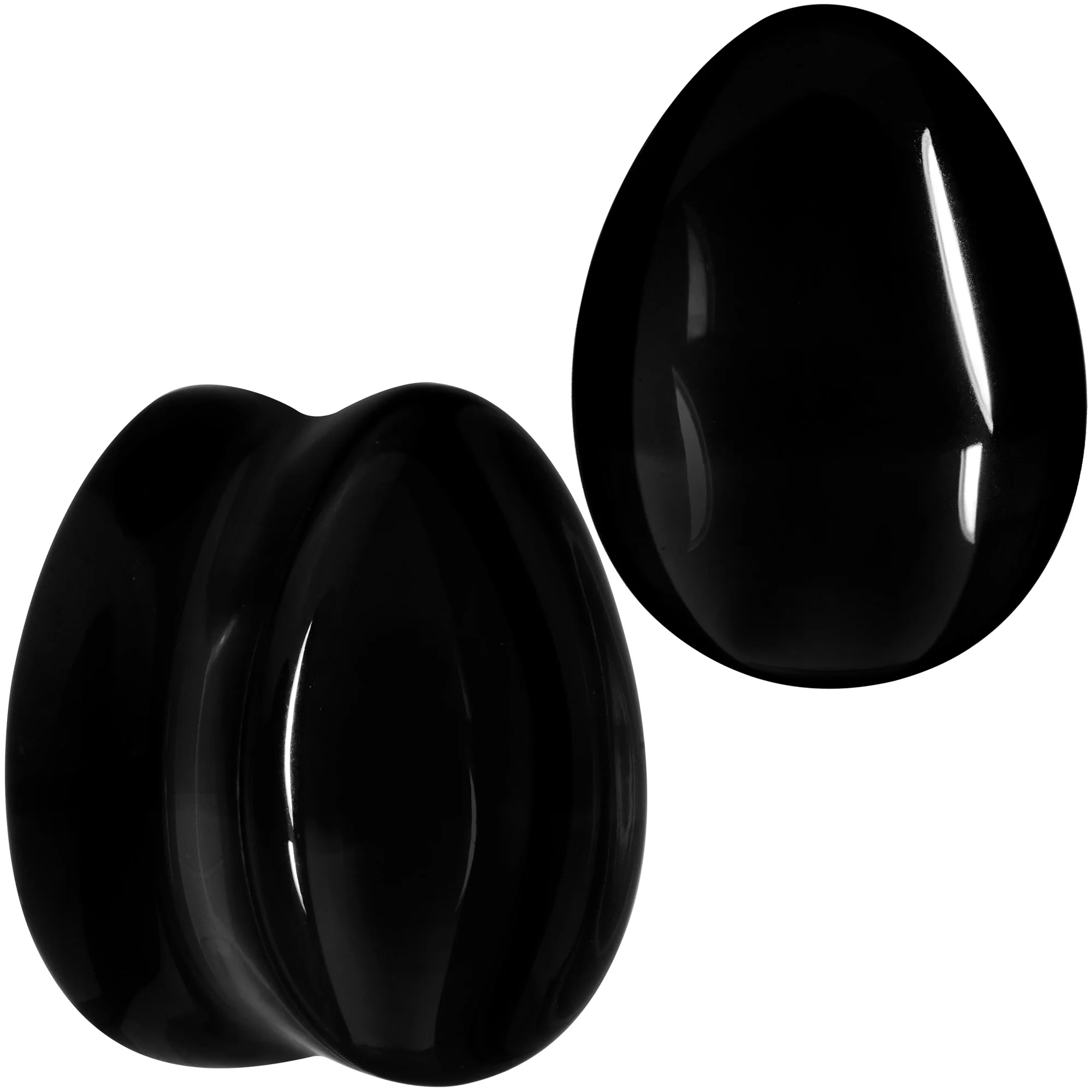 Solid Black Glass Teardrop Plug Set - Image 10