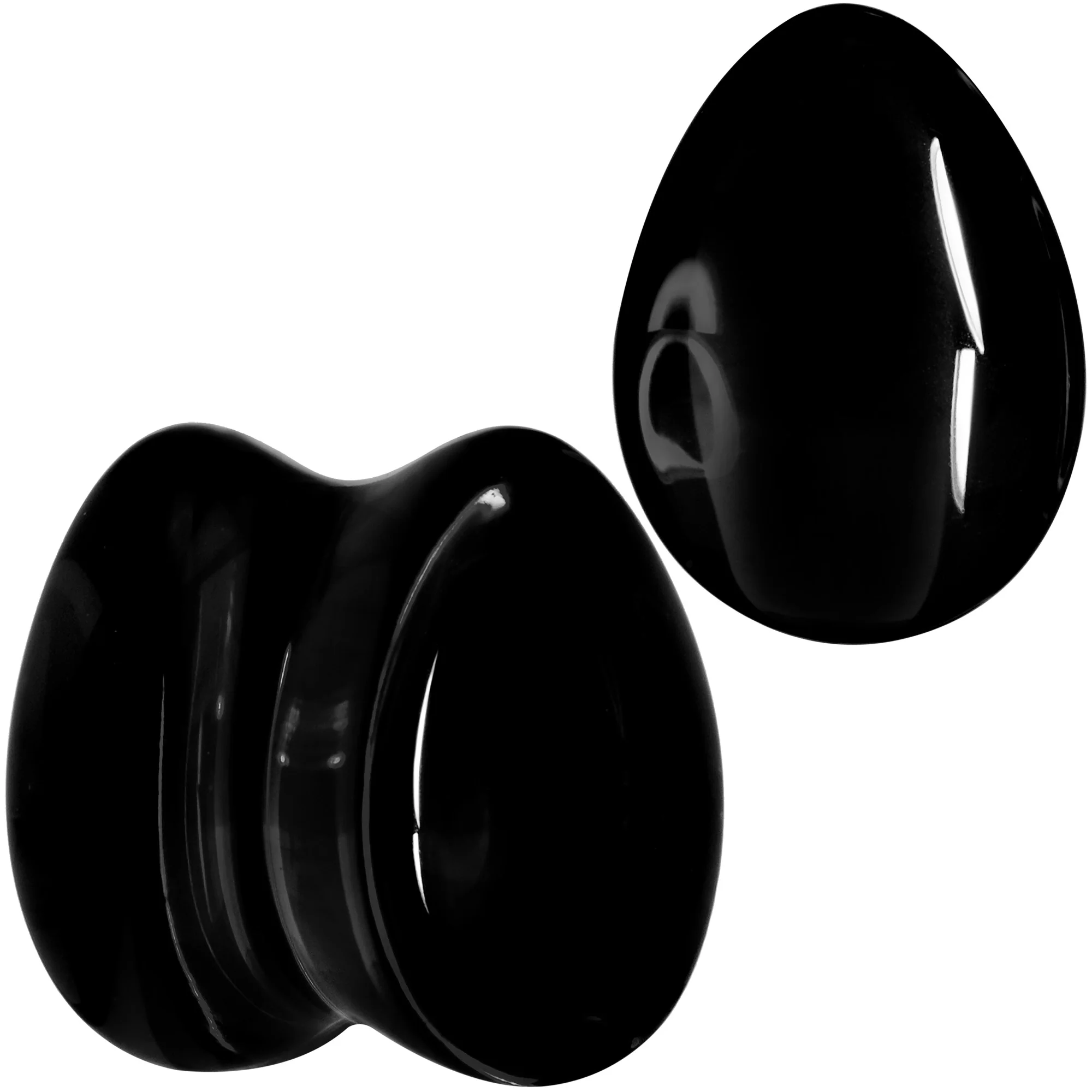 Solid Black Glass Teardrop Plug Set - Image 2