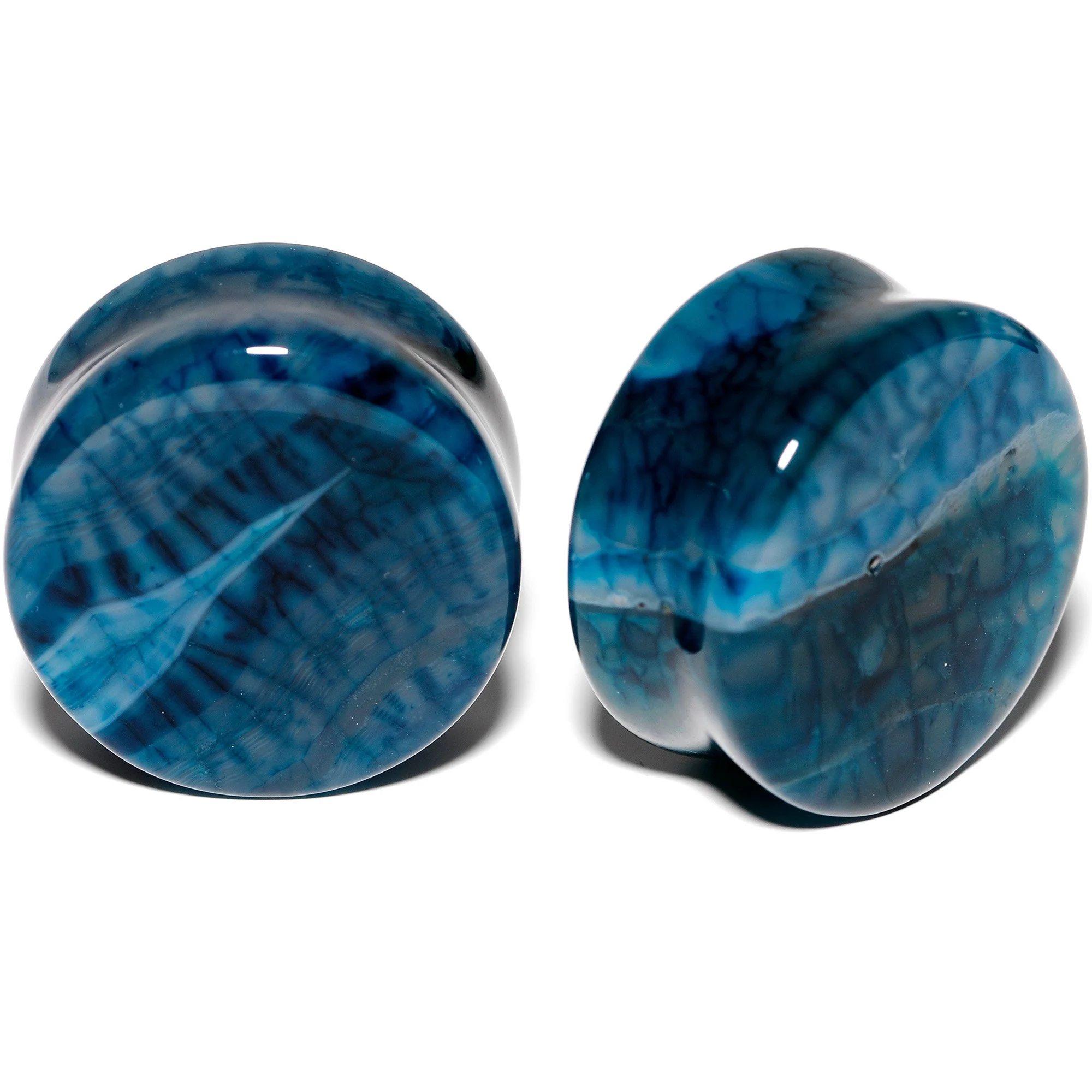 Solid Blue Stone Saddle Plug Set 6mm to 25mm - Image 11