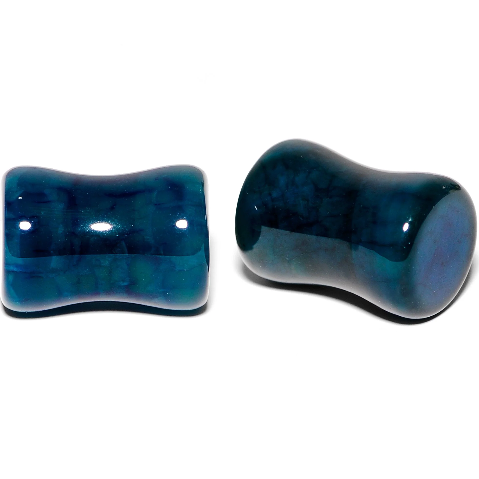 Solid Blue Stone Saddle Plug Set 6mm to 25mm - Image 2