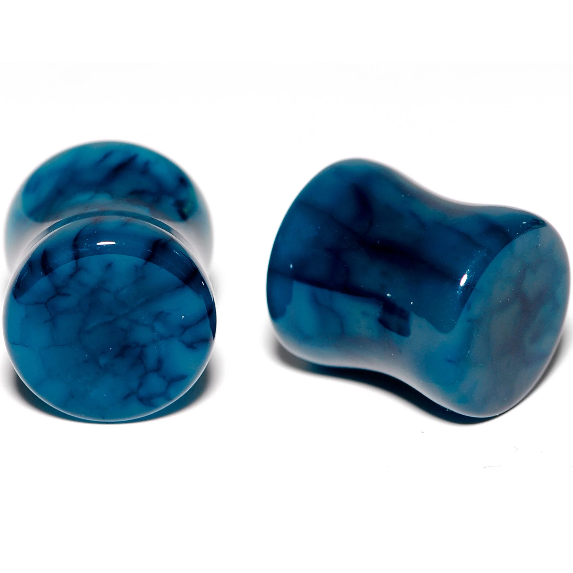 Solid Blue Stone Saddle Plug Set 6mm to 25mm - Image 5