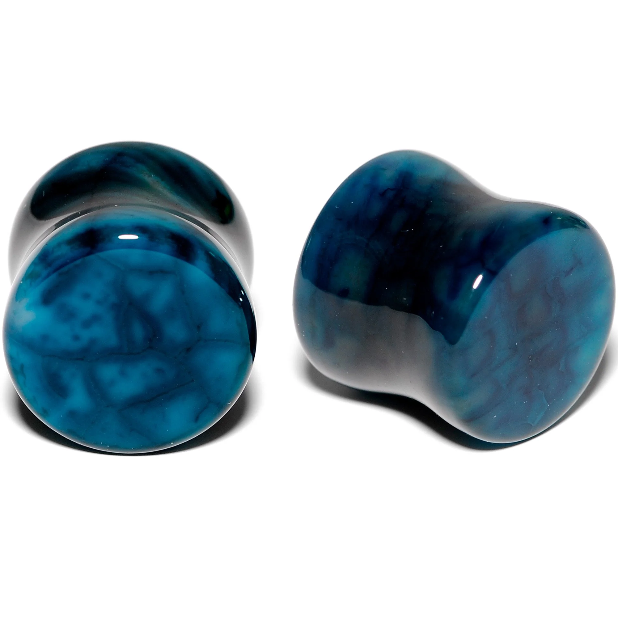 Solid Blue Stone Saddle Plug Set 6mm to 25mm - Image 7
