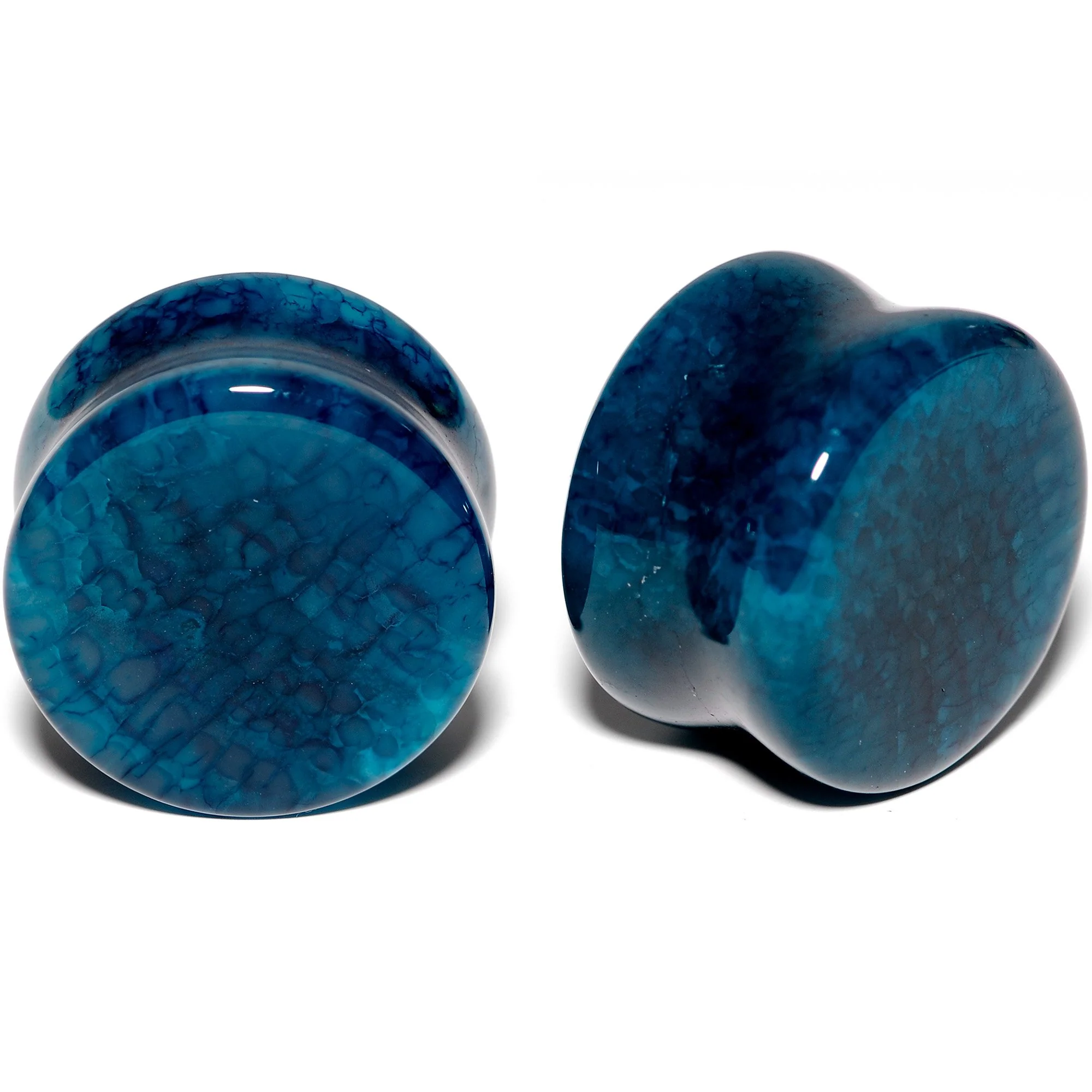 Solid Blue Stone Saddle Plug Set 6mm to 25mm - Image 9