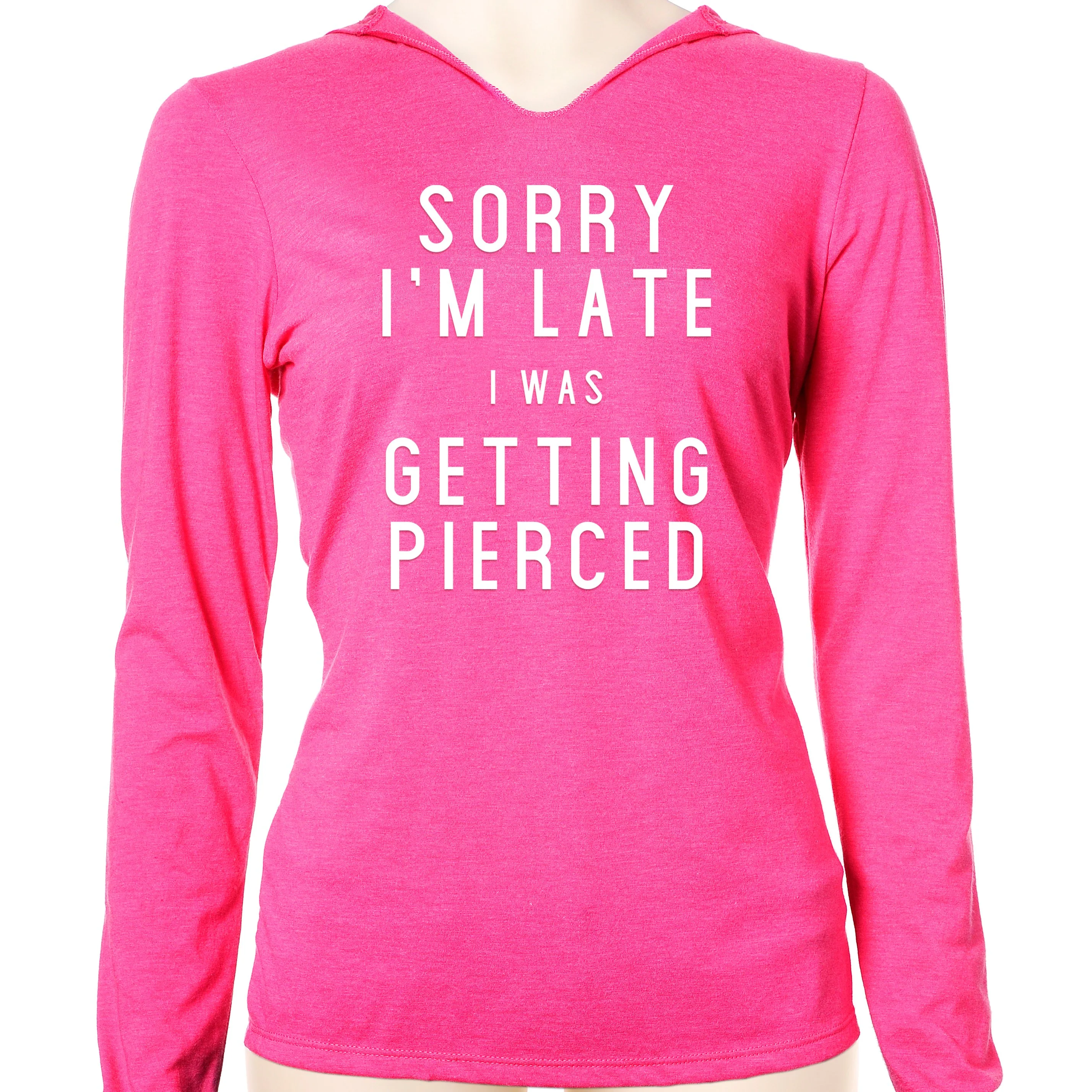 Sorry I'm Late I Was Getting Pierced Tapered Long Sleeve Hoodie - Image 7
