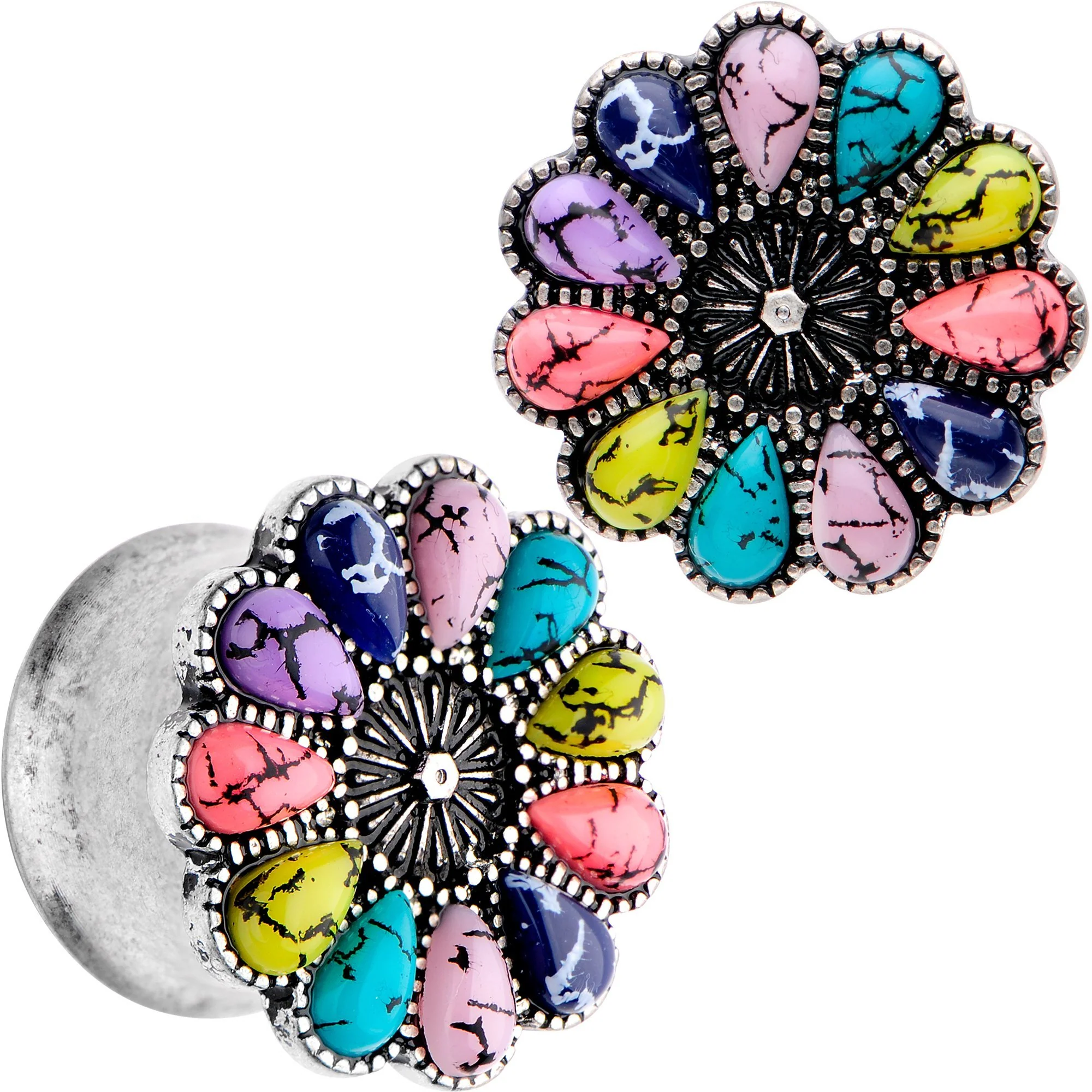 Southwestern Pinwheel Flower Double Flare Plug Set Set 2G to 22mm - Image 10