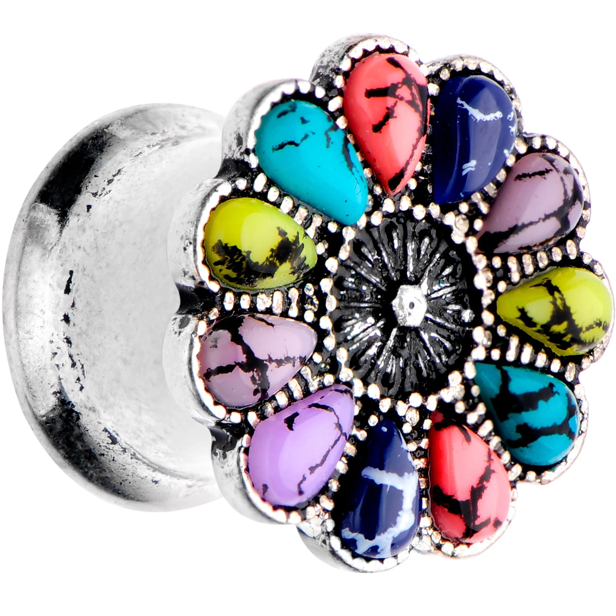 Southwestern Pinwheel Flower Double Flare Plug Set Set 2G to 22mm - Image 2