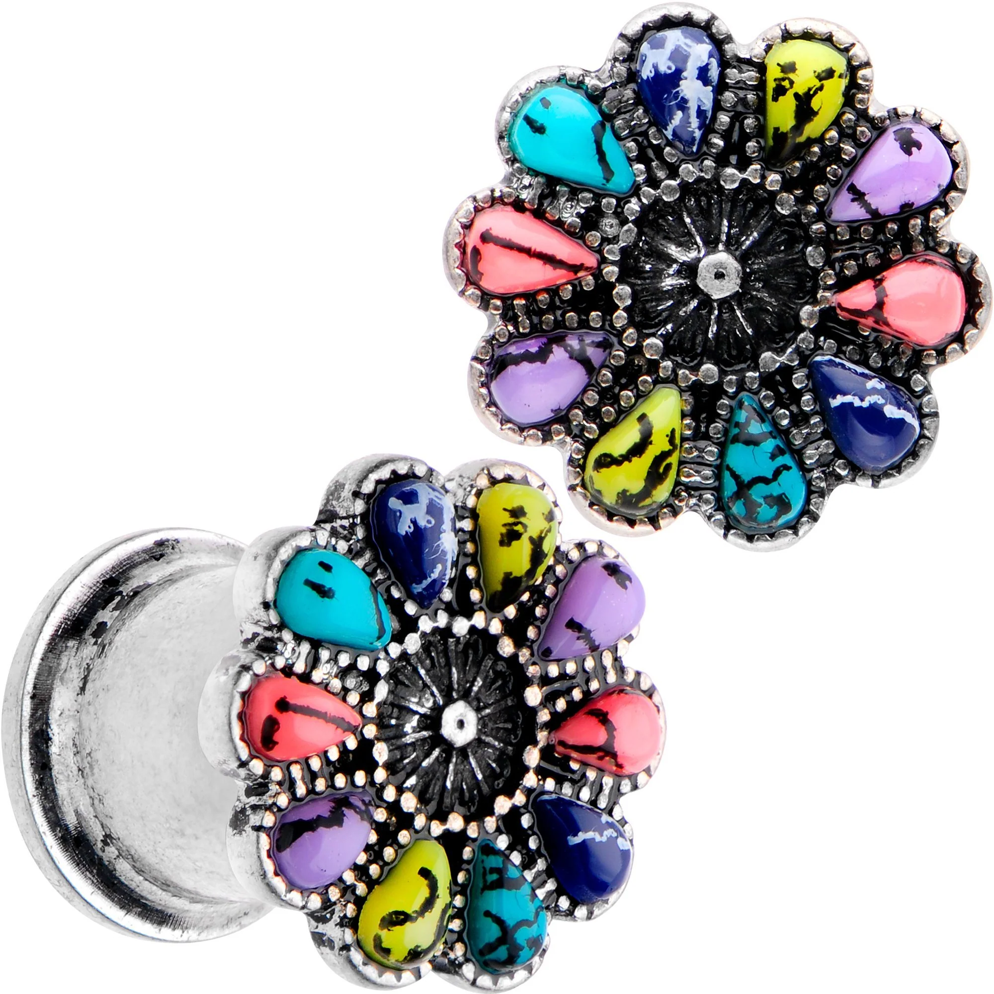 Southwestern Pinwheel Flower Double Flare Plug Set Set 2G to 22mm - Image 3