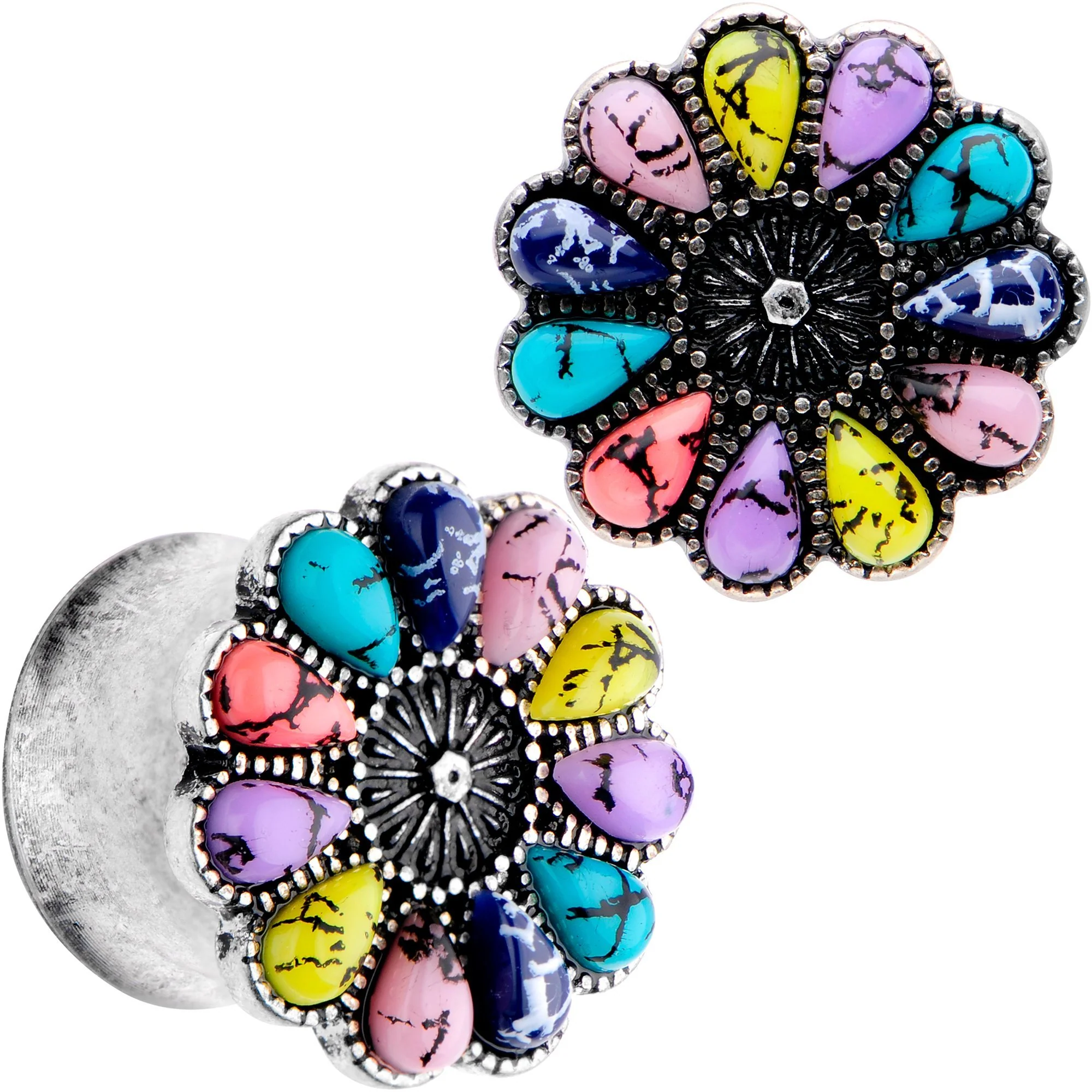 Southwestern Pinwheel Flower Double Flare Plug Set Set 2G to 22mm - Image 5