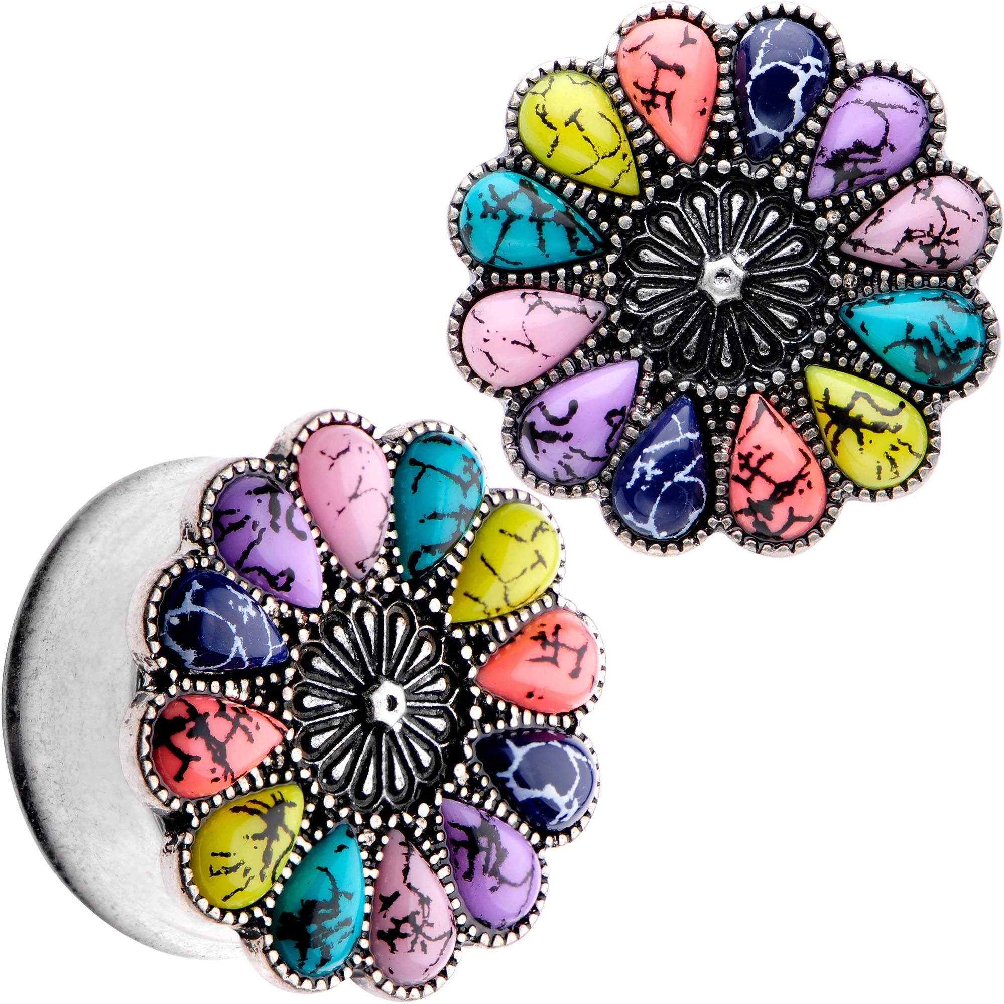 Southwestern Pinwheel Flower Double Flare Plug Set Set 2G to 22mm - Image 6