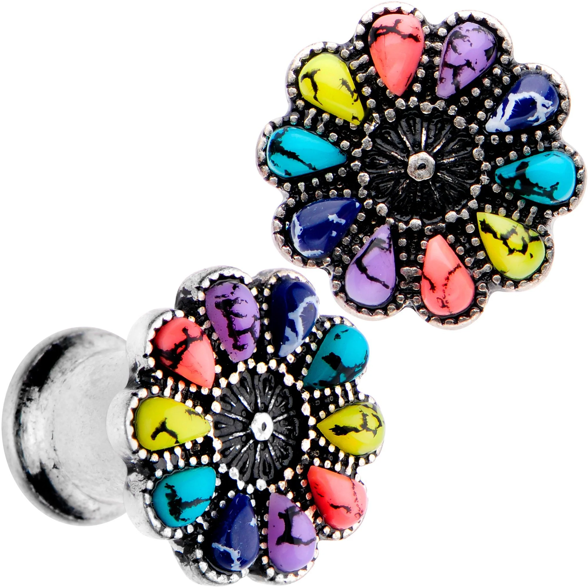 Southwestern Pinwheel Flower Double Flare Plug Set Set 2G to 22mm - Image 7