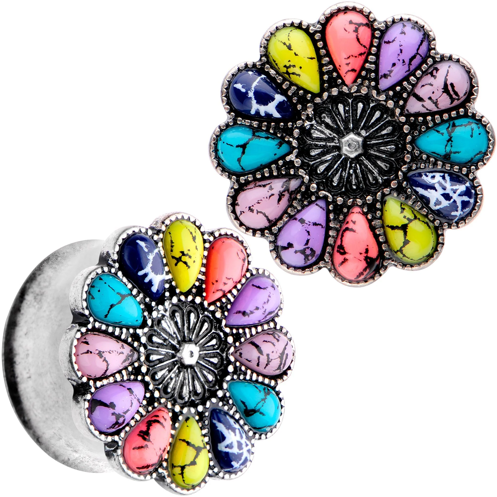 Southwestern Pinwheel Flower Double Flare Plug Set Set 2G to 22mm - Image 8