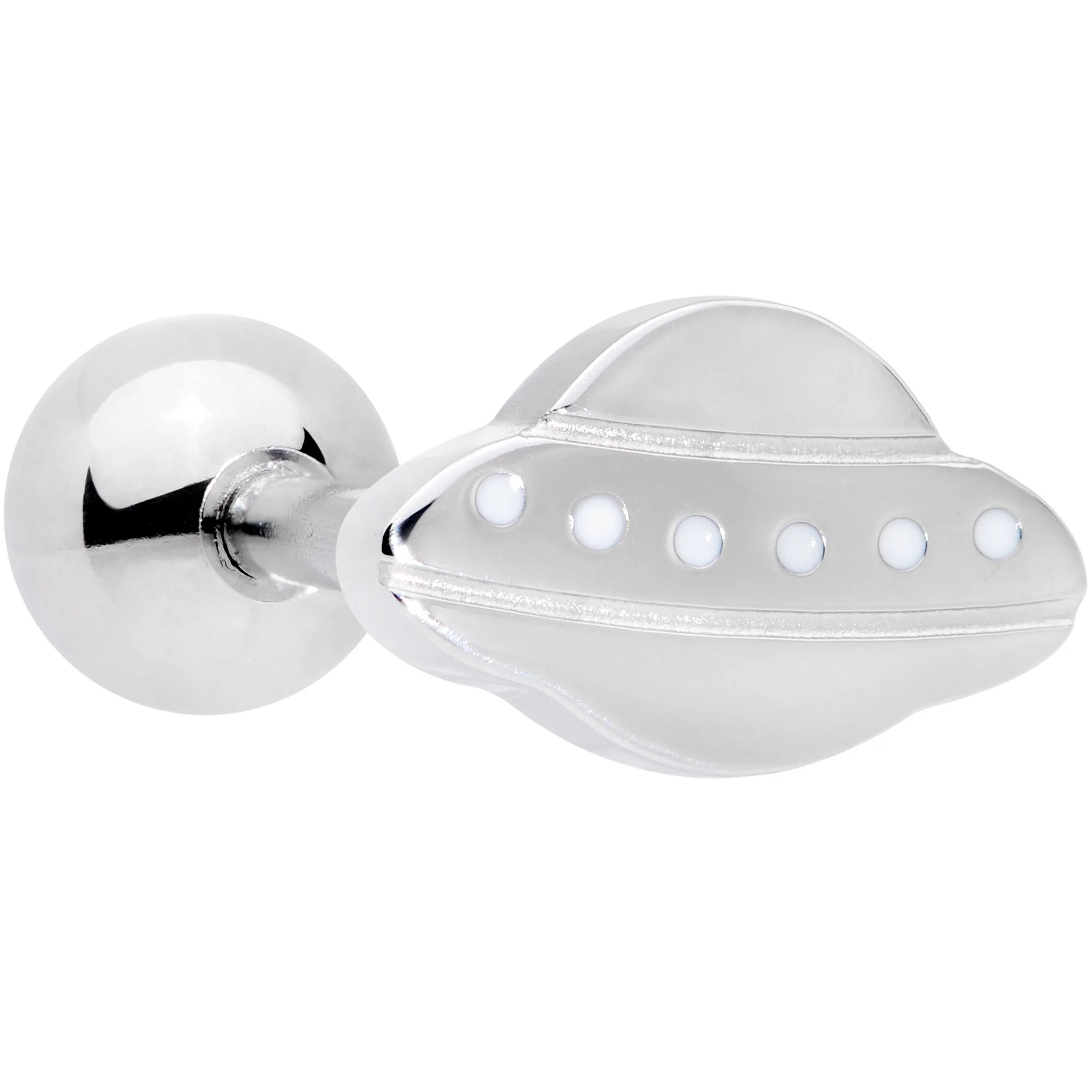Space Alien Spacecraft UFO Barbell Tongue Ring - Image 2