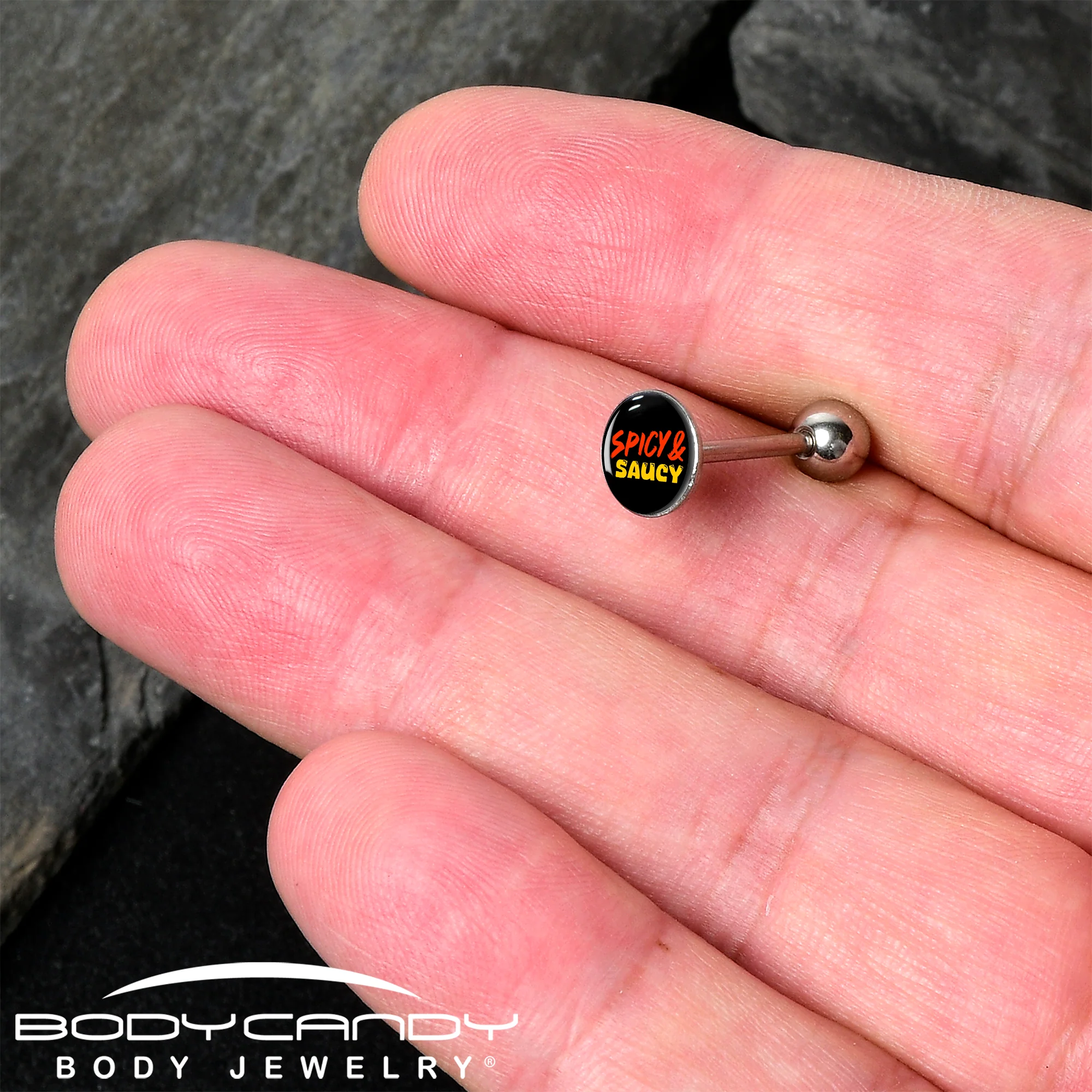 Spicy and Saucy Barbell Tongue Ring by Onyx O - Image 2