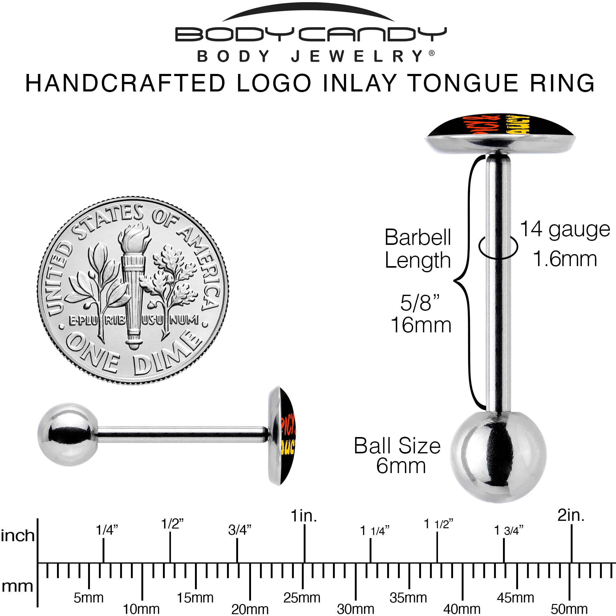 Spicy and Saucy Barbell Tongue Ring by Onyx O - Image 5