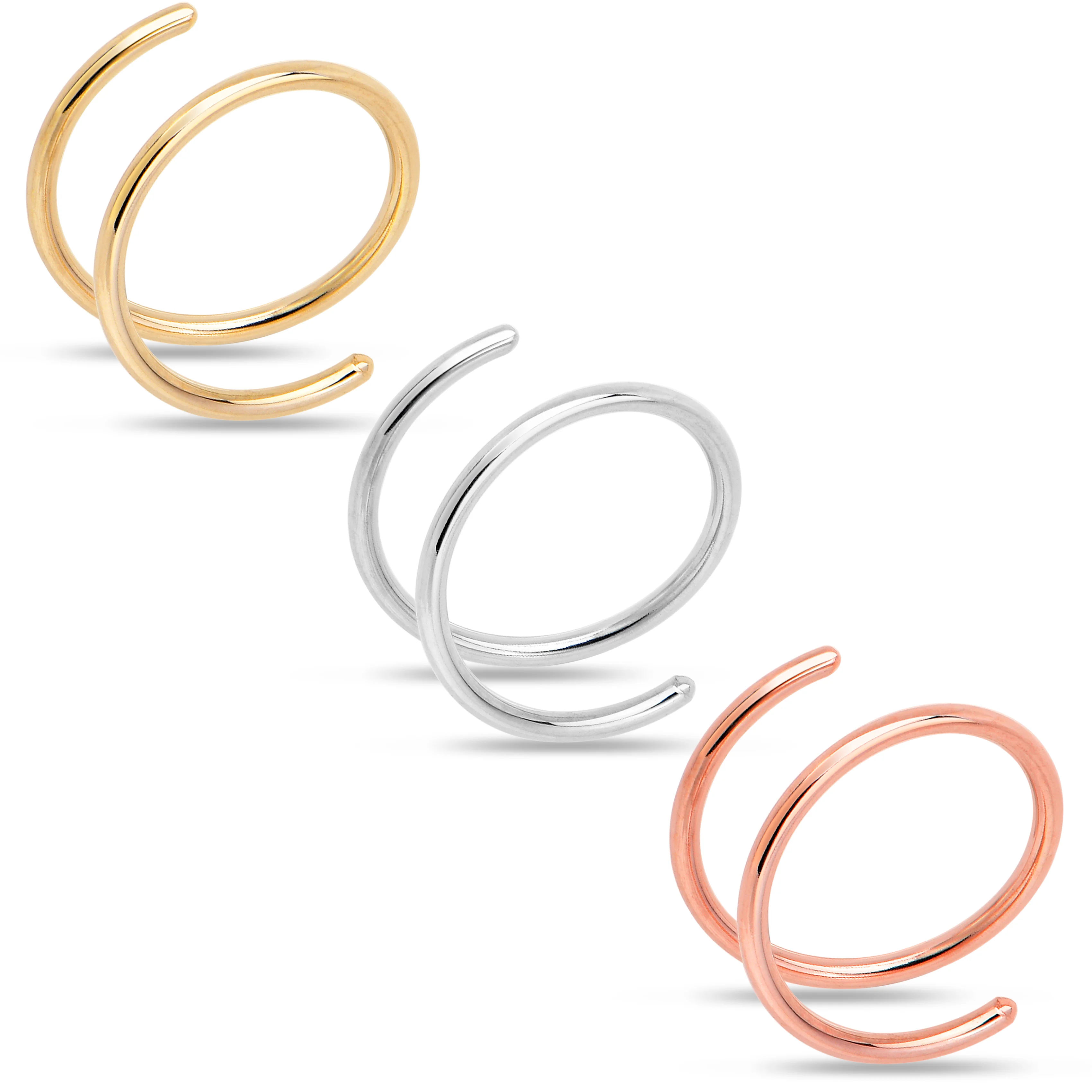 Spiral Nose Rings Double Hoop 20G - Image 12