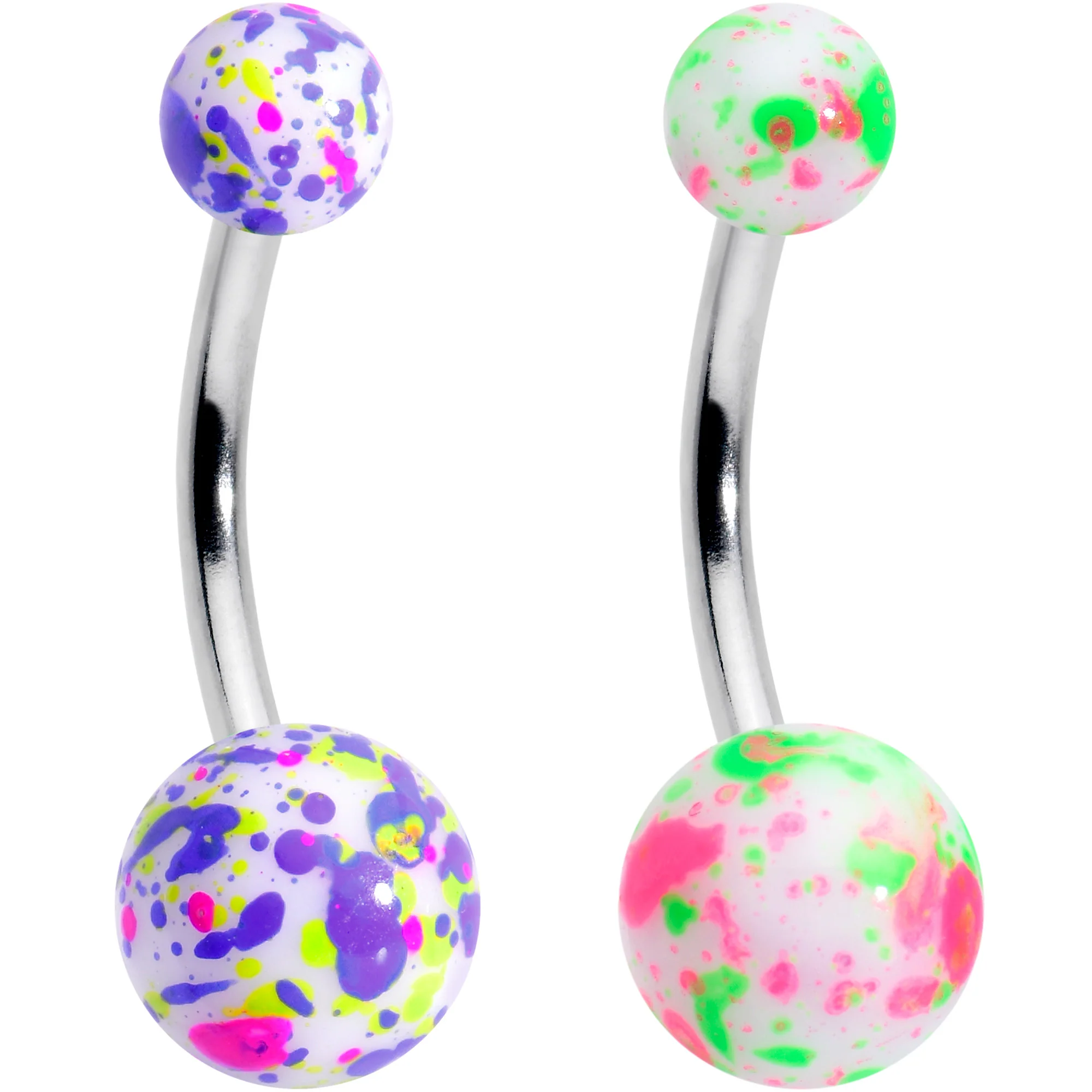 Splatter Pink Blue Purple Green Belly Ring Set of 4 - Image 4