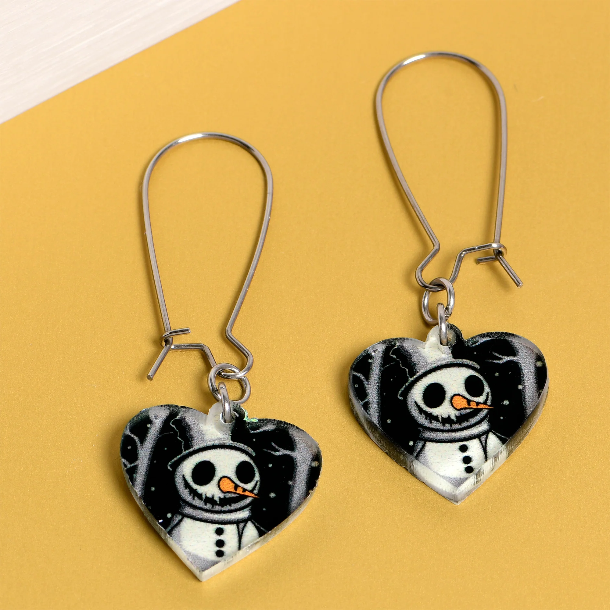 Spooky Snowman Dangle Christmas Kidney Wire Earrings by Onyx O - Image 4