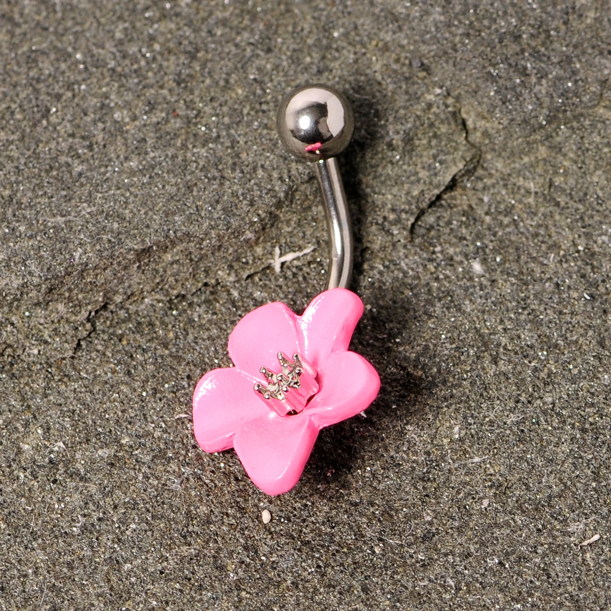 Spring Blossom Pretty Pink Flower Belly Ring - Image 3
