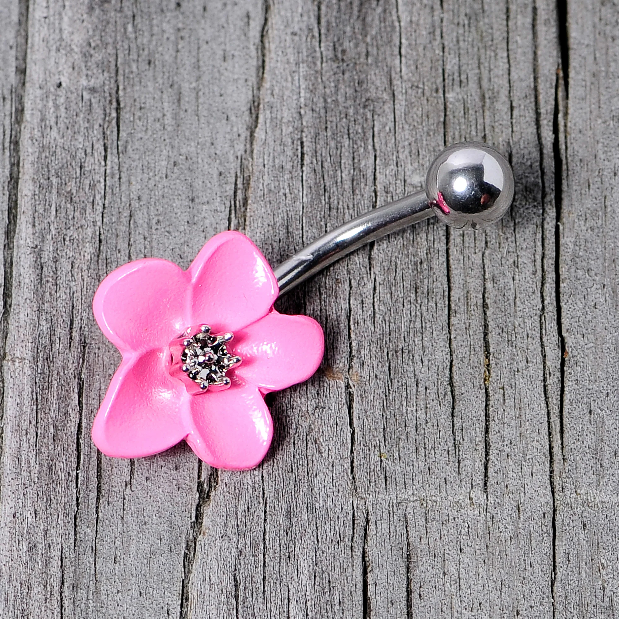 Spring Blossom Pretty Pink Flower Belly Ring - Image 4