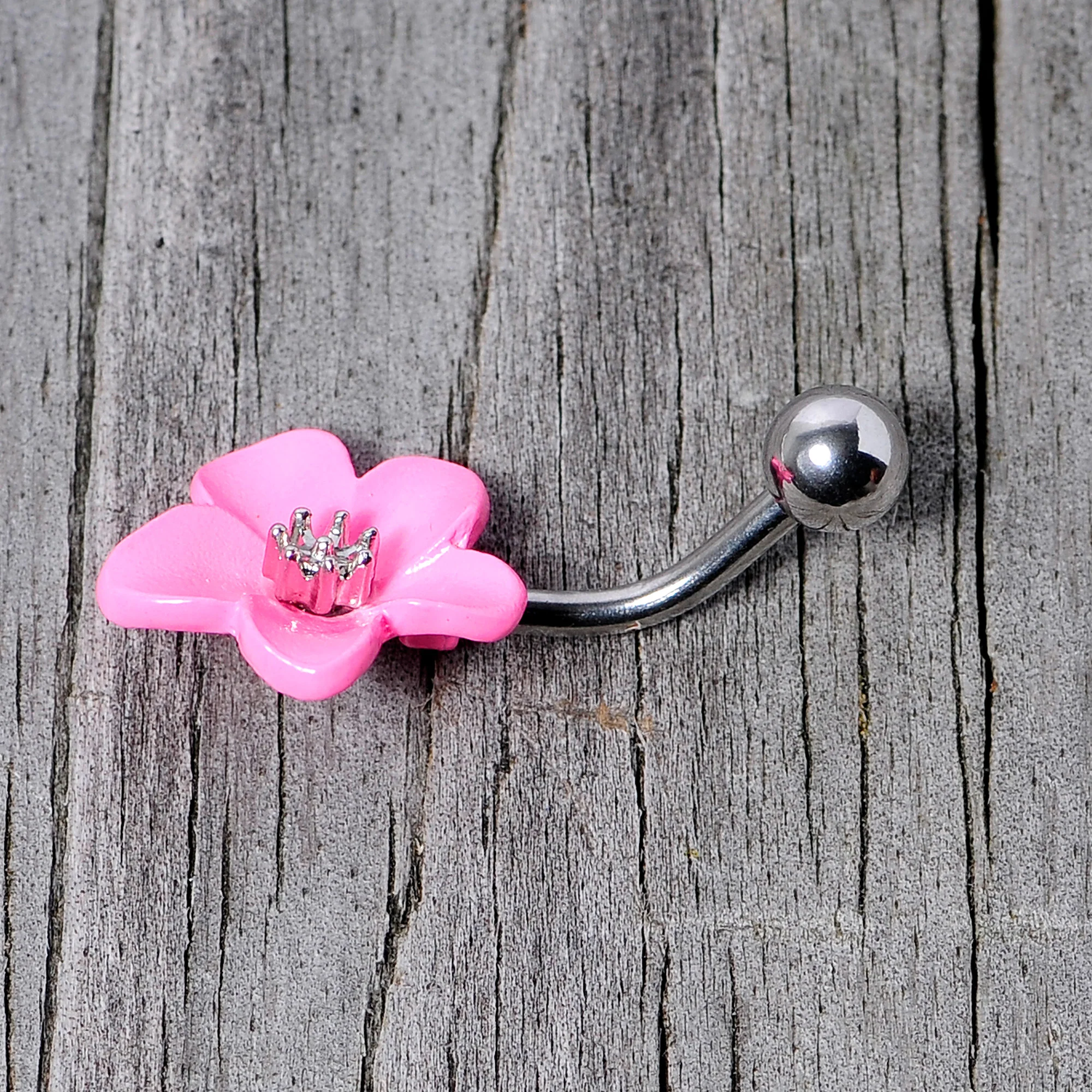 Spring Blossom Pretty Pink Flower Belly Ring - Image 5