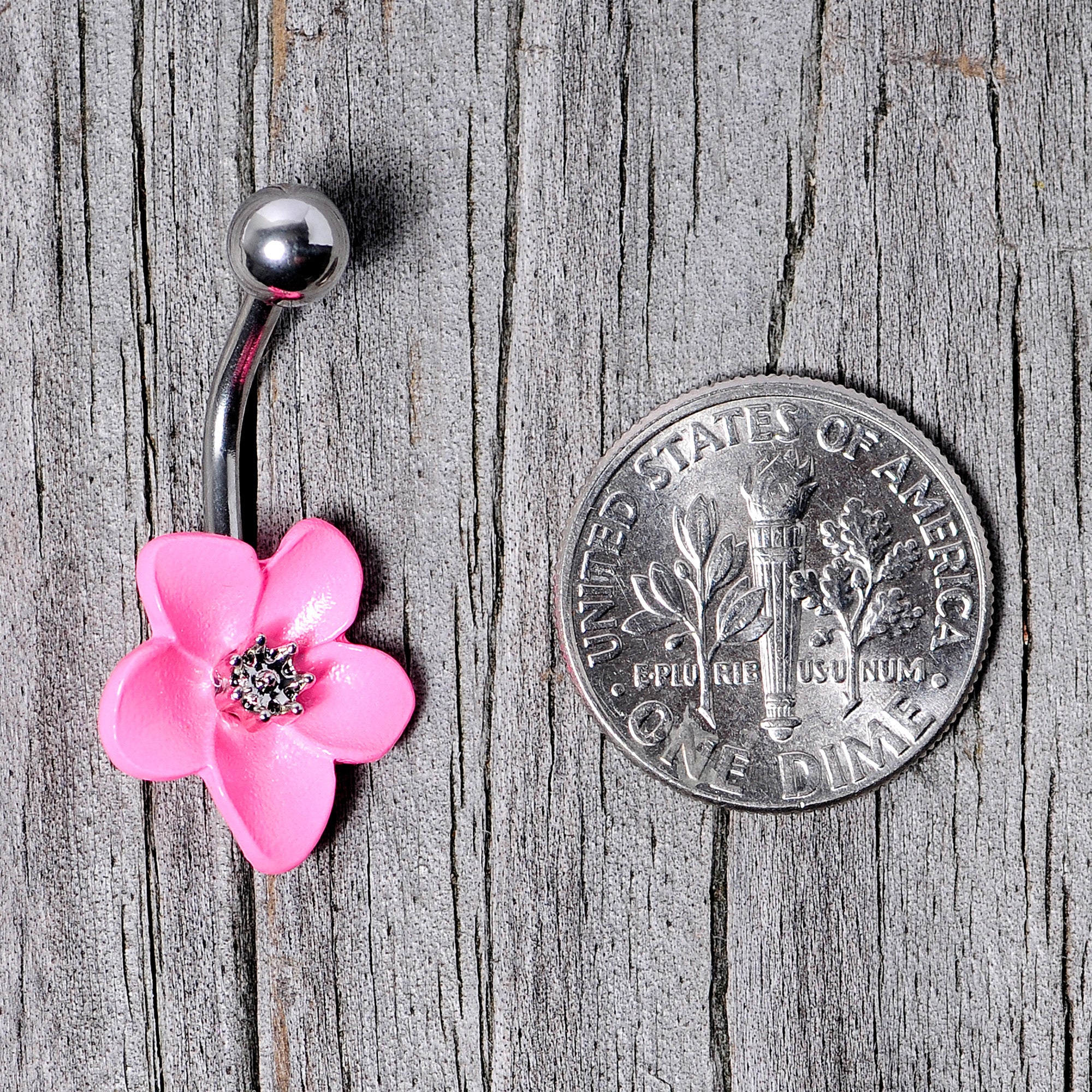 Spring Blossom Pretty Pink Flower Belly Ring - Image 6
