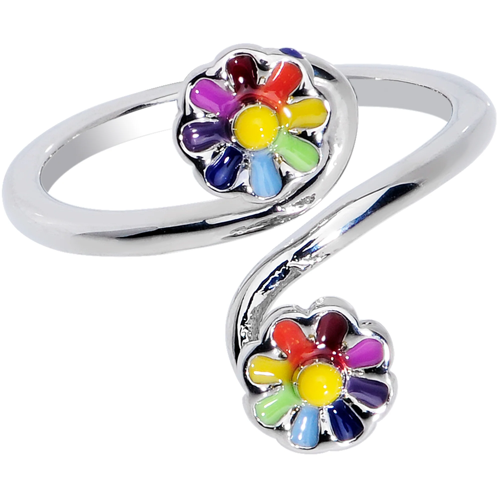 Spring Summer Rainbow Flower Spiral Toe Ring - Image 2