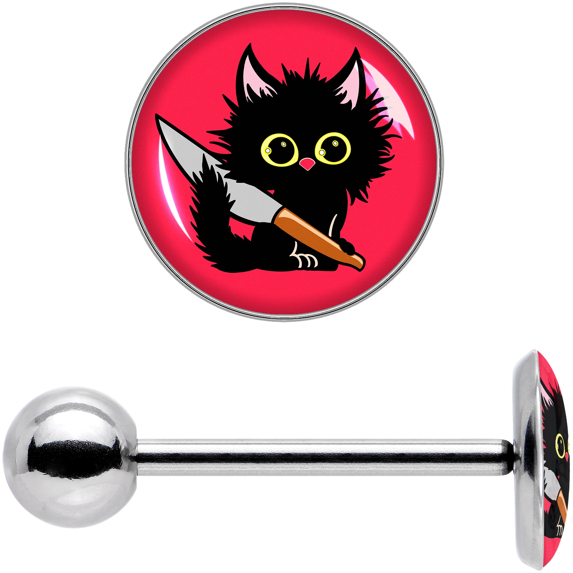 Stabby Cat Barbell Tongue Ring by Onyx O - Image 7
