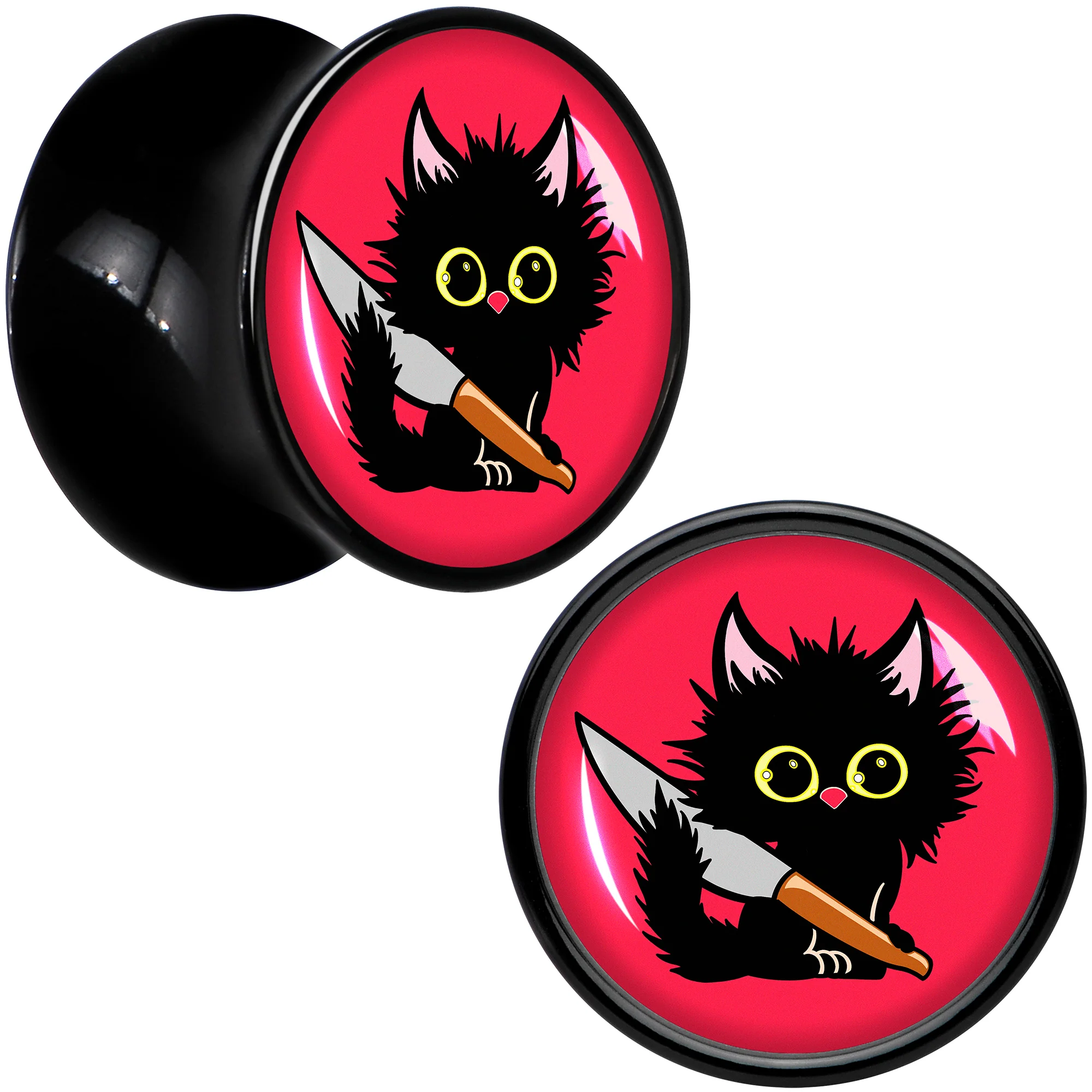 Stabby Cat Black Acrylic Saddle Plug Set by Onyx O - Image 5