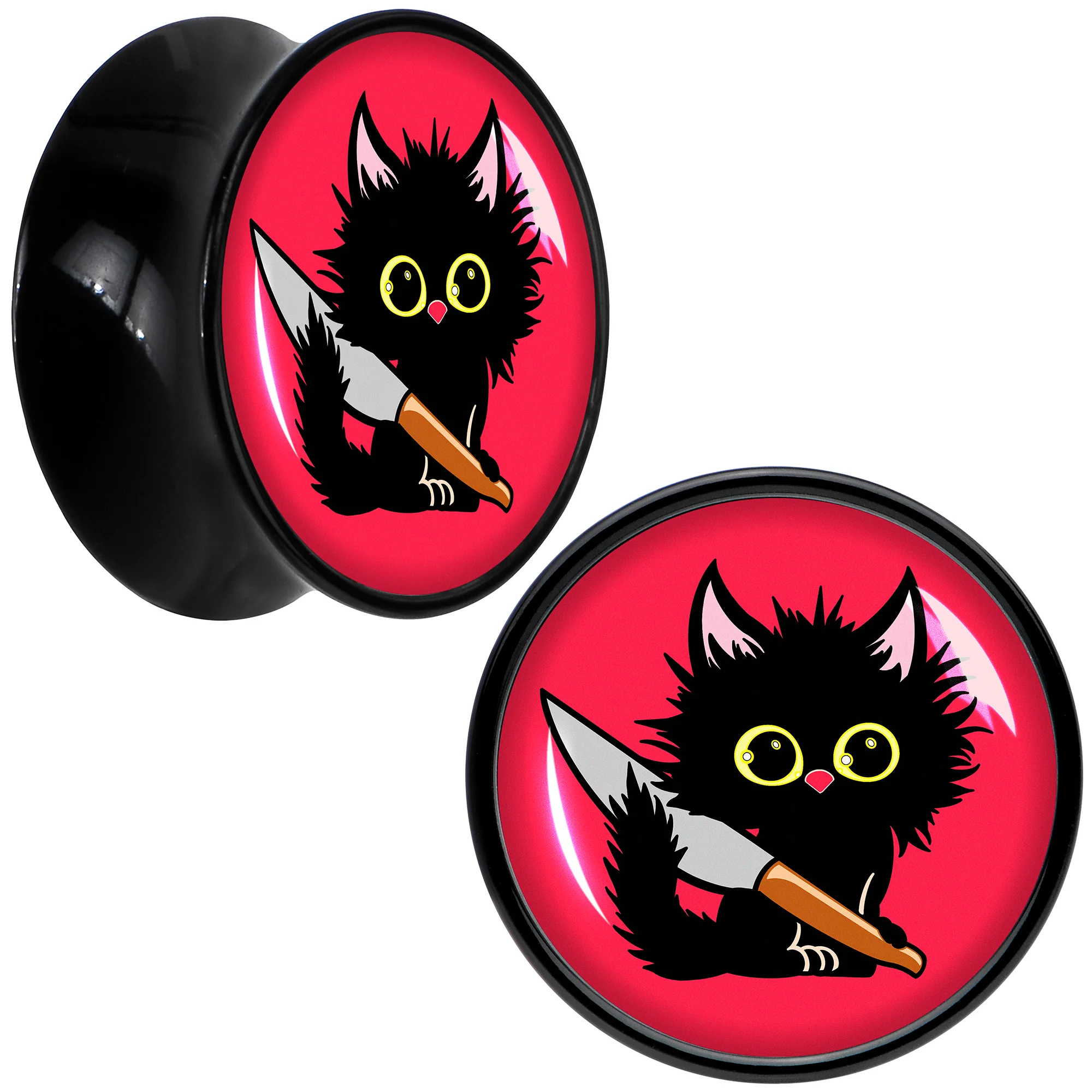 Stabby Cat Black Acrylic Saddle Plug Set by Onyx O - Image 8