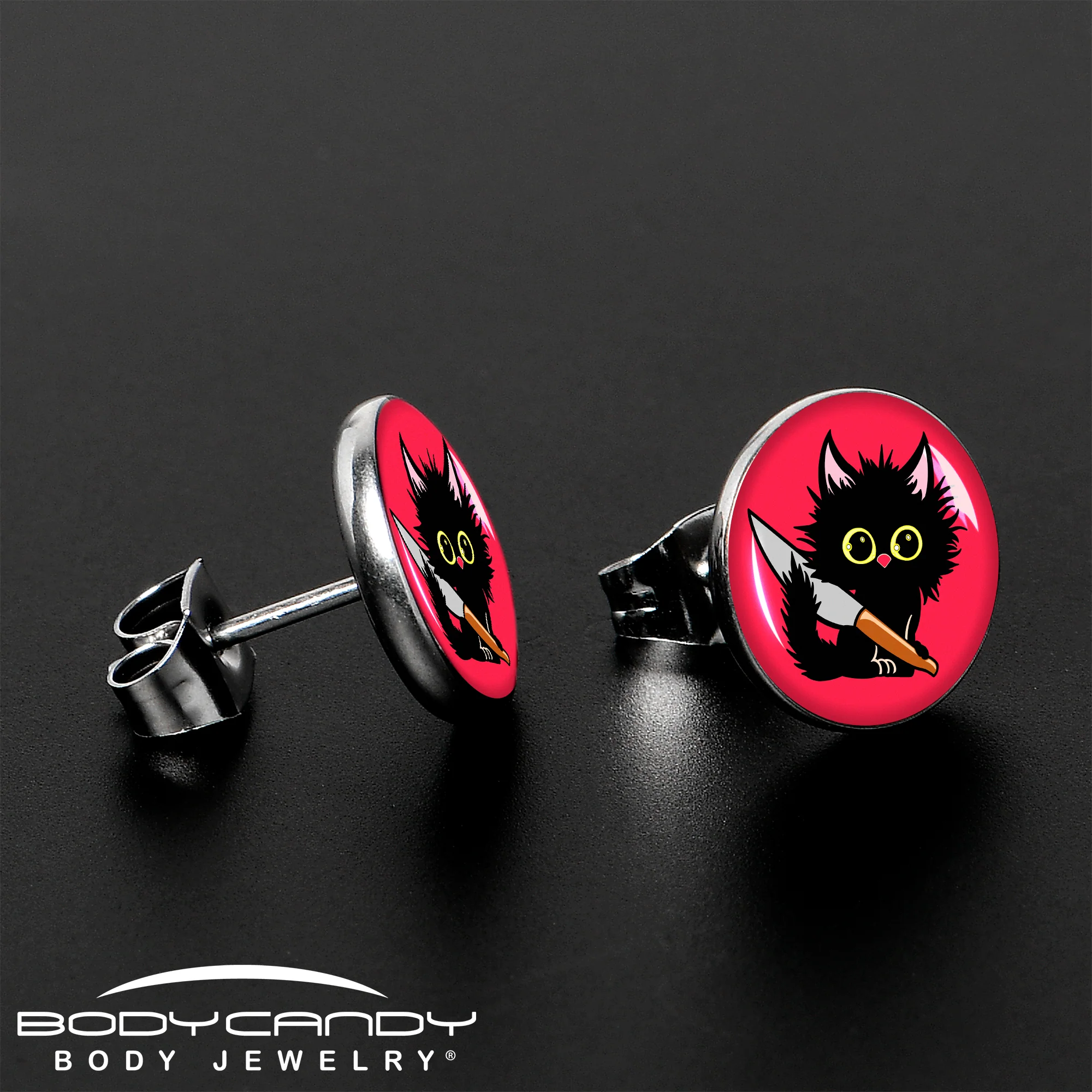 Stabby Cat Stud Earrings by Onyx O - Image 3