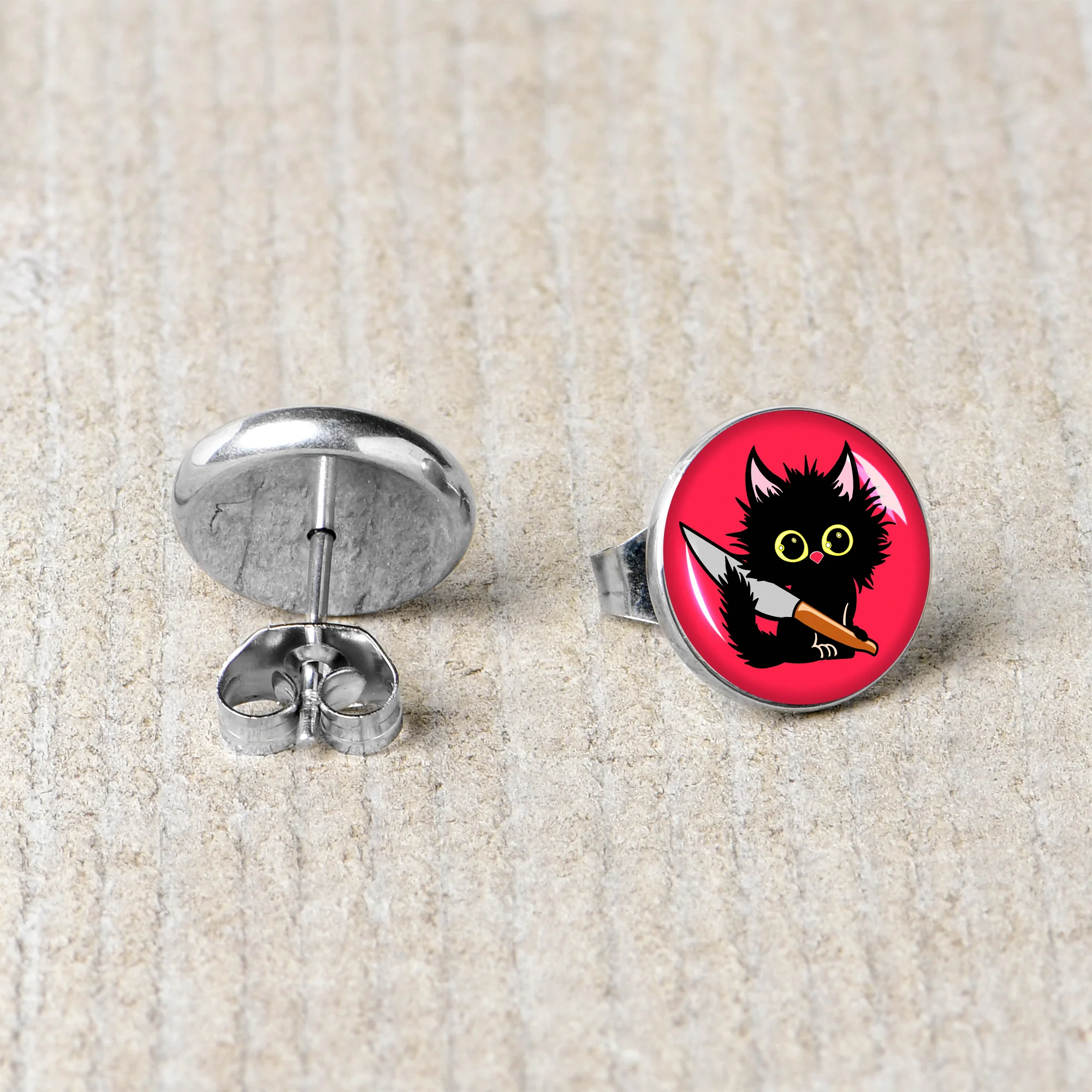 Stabby Cat Stud Earrings by Onyx O - Image 5