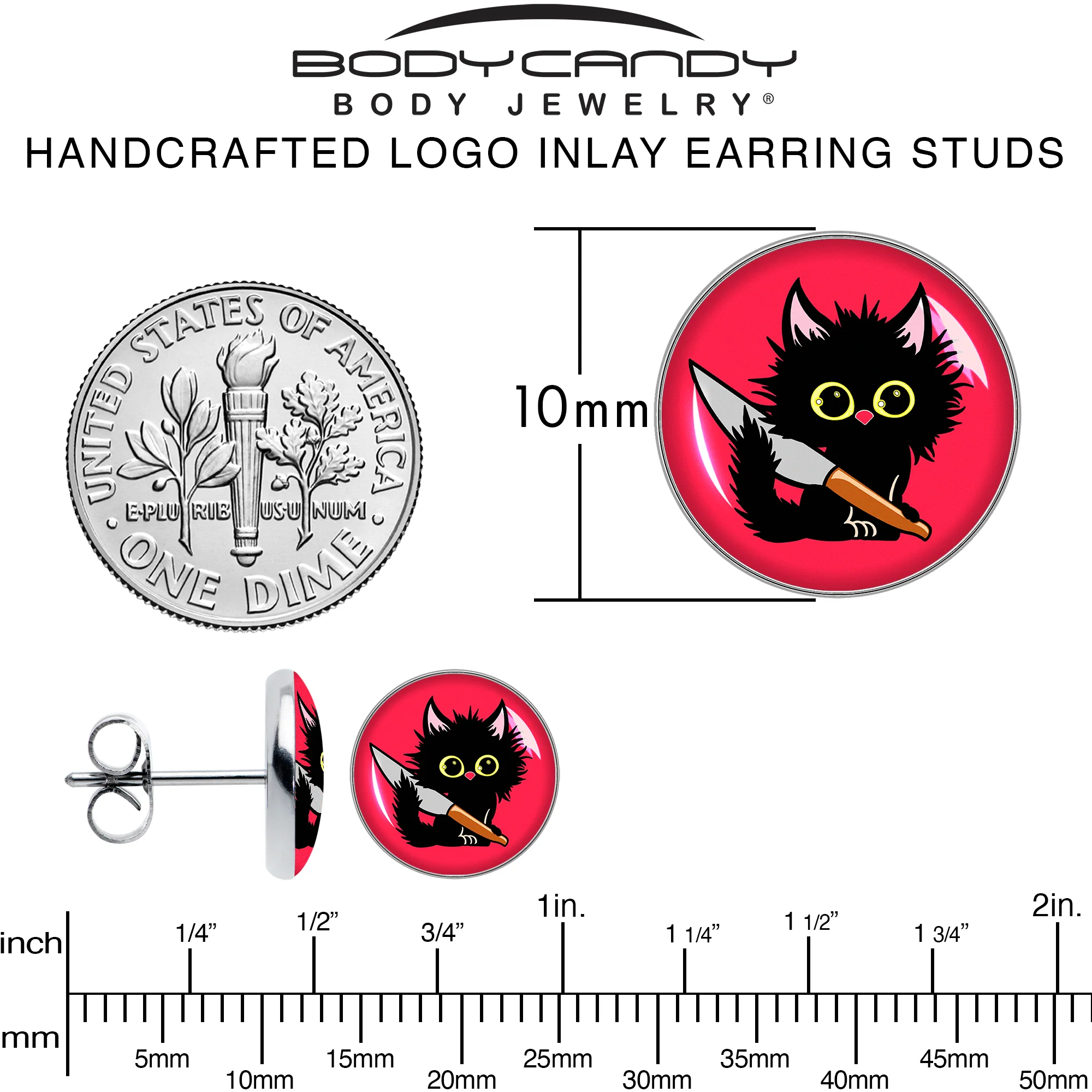 Stabby Cat Stud Earrings by Onyx O - Image 6