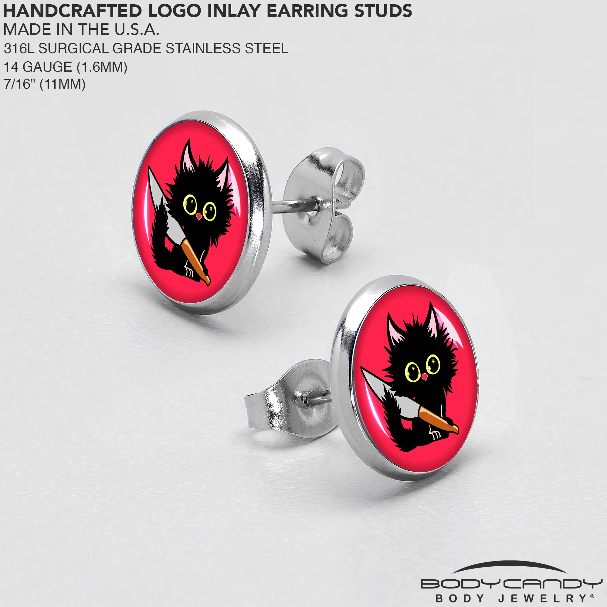 Stabby Cat Stud Earrings by Onyx O - Image 7