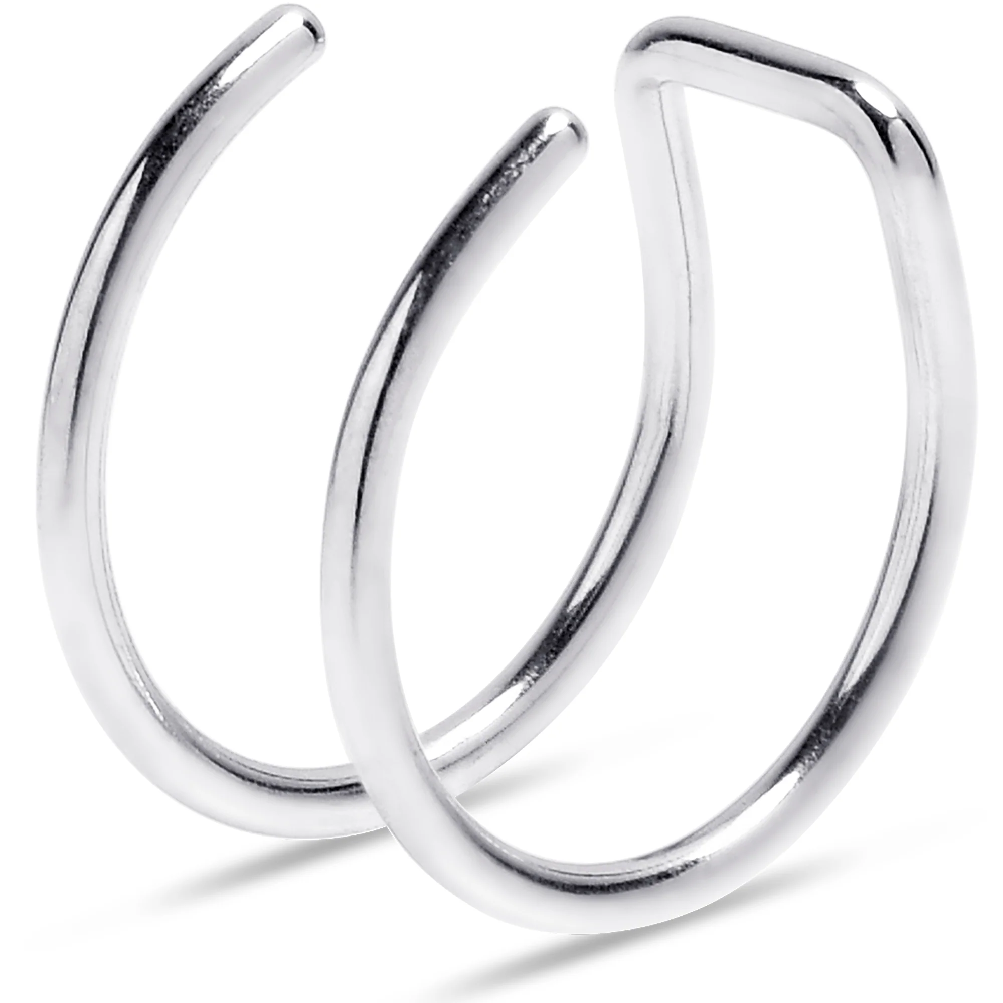 Stainless Steel Clip on Double Hoop Fake Cartilage Earring Ear Cuff - Image 2