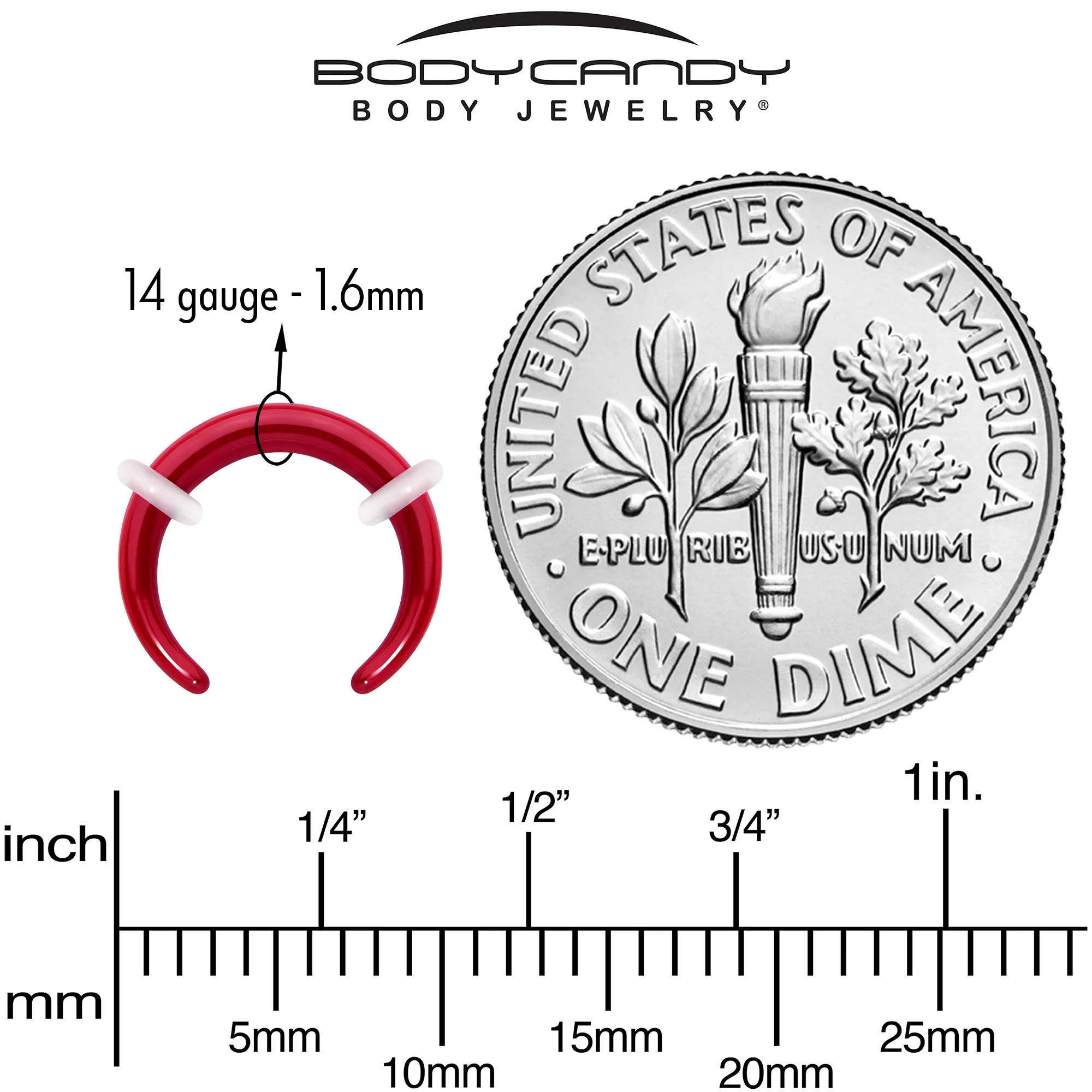 Stainless Steel Crescent Pincher Septum Ring - 14G and 16G - Image 6